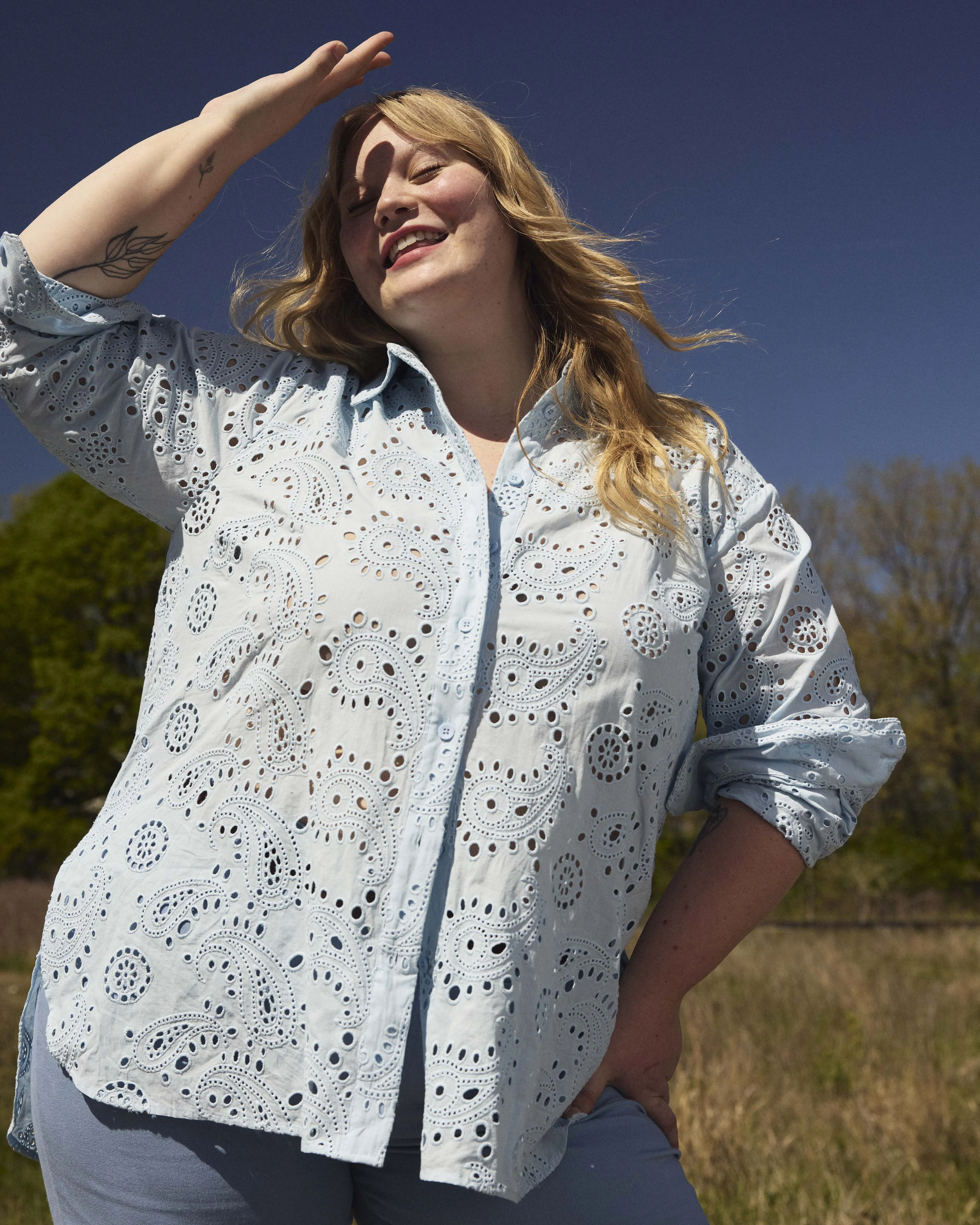 The Artist Cotton Eyelet Shirt - Light Blue sold by Universal Standard product image thumbnail 2