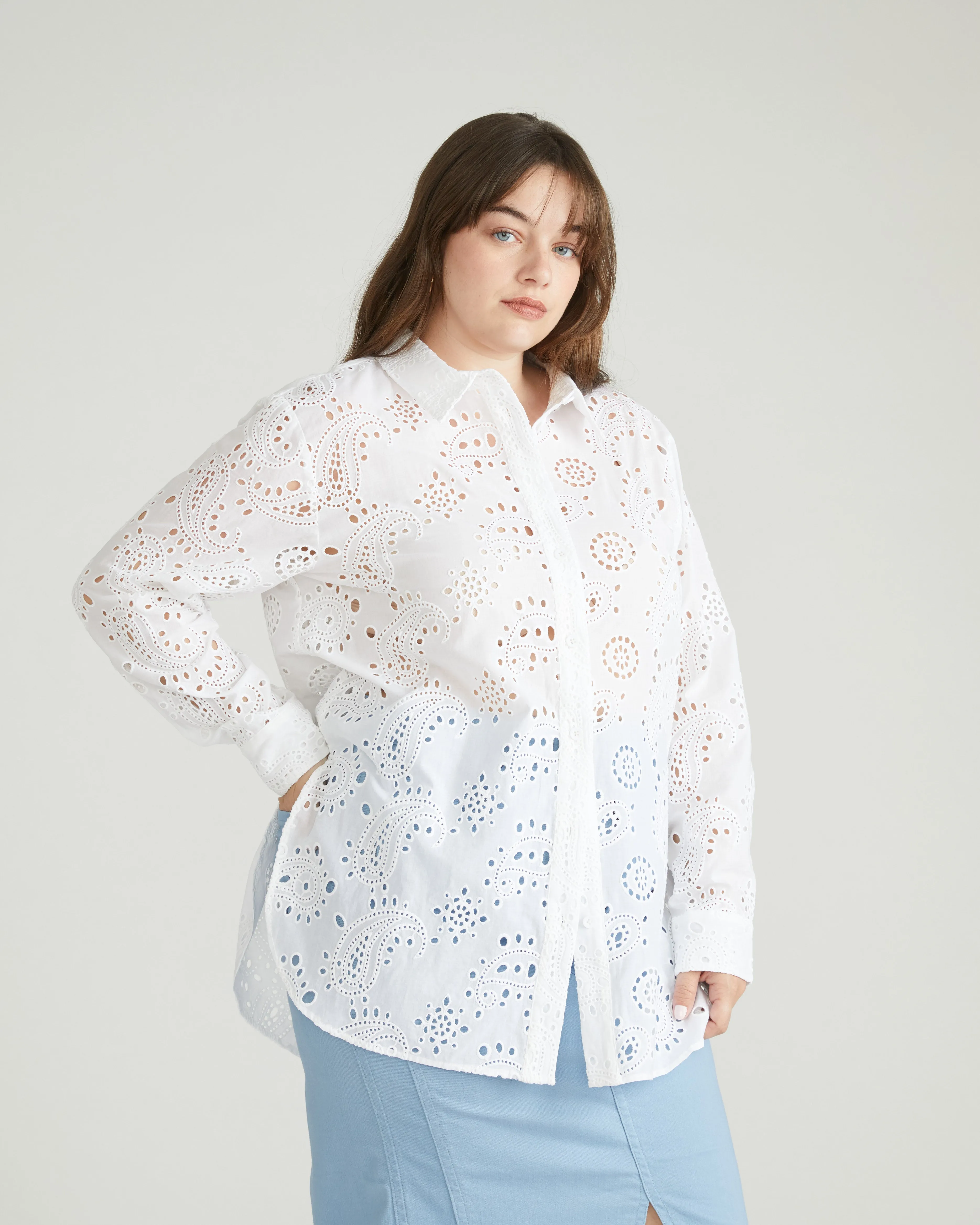 The Artist Cotton Eyelet Shirt - White sold by Universal Standard product image thumbnail 4