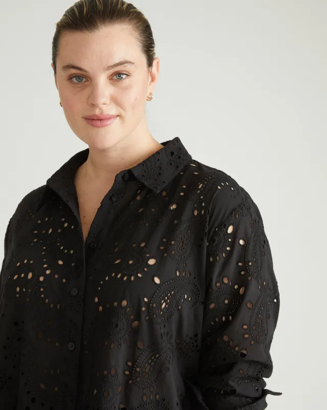The Artist Cotton Eyelet Shirt - Black sold by Universal Standard