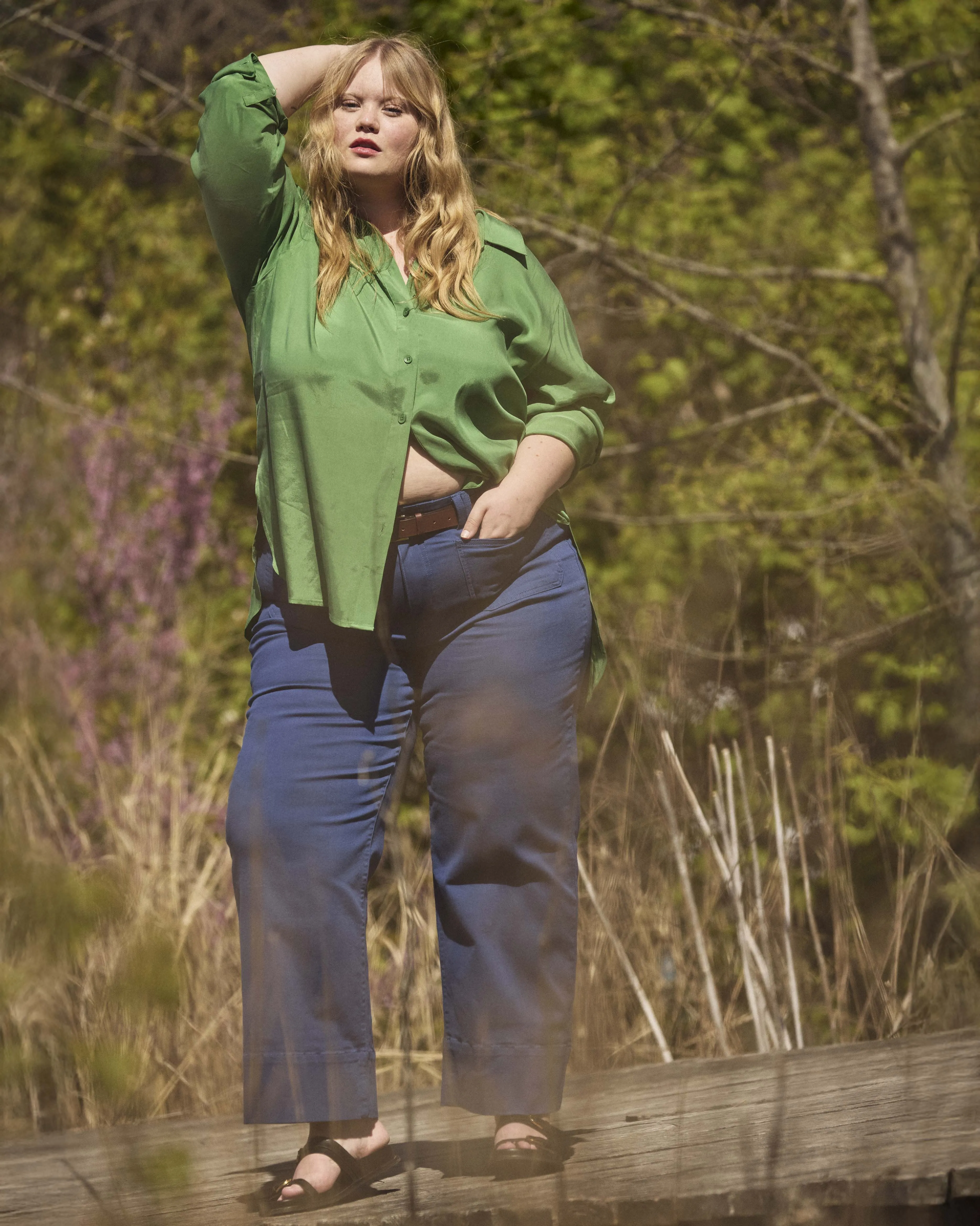 Cooling Stretch Cupro Artist Shirt - Clover sold by Universal Standard