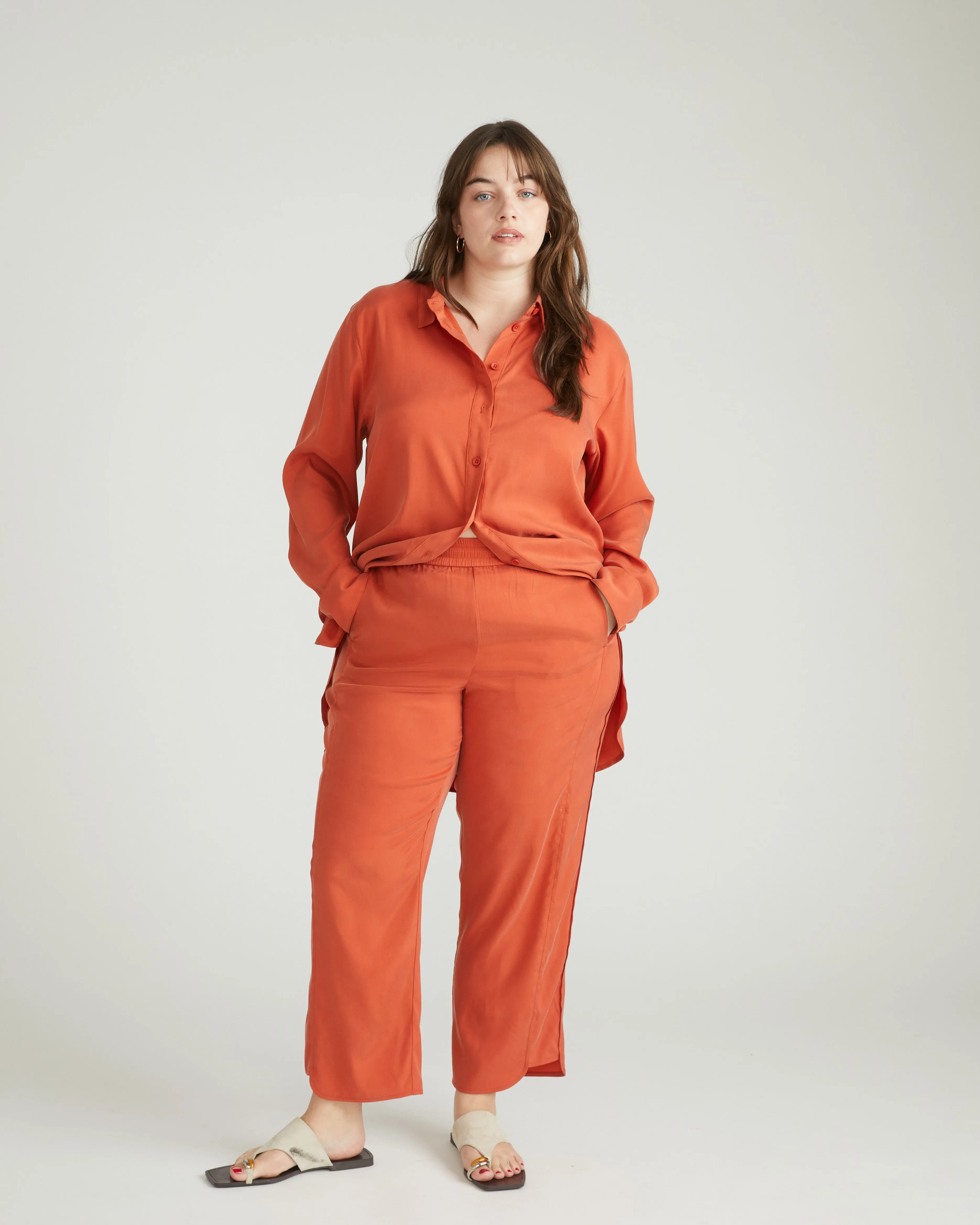 Cooling Stretch Cupro Artist Shirt - Warm Russet sold by Universal Standard product image thumbnail 3