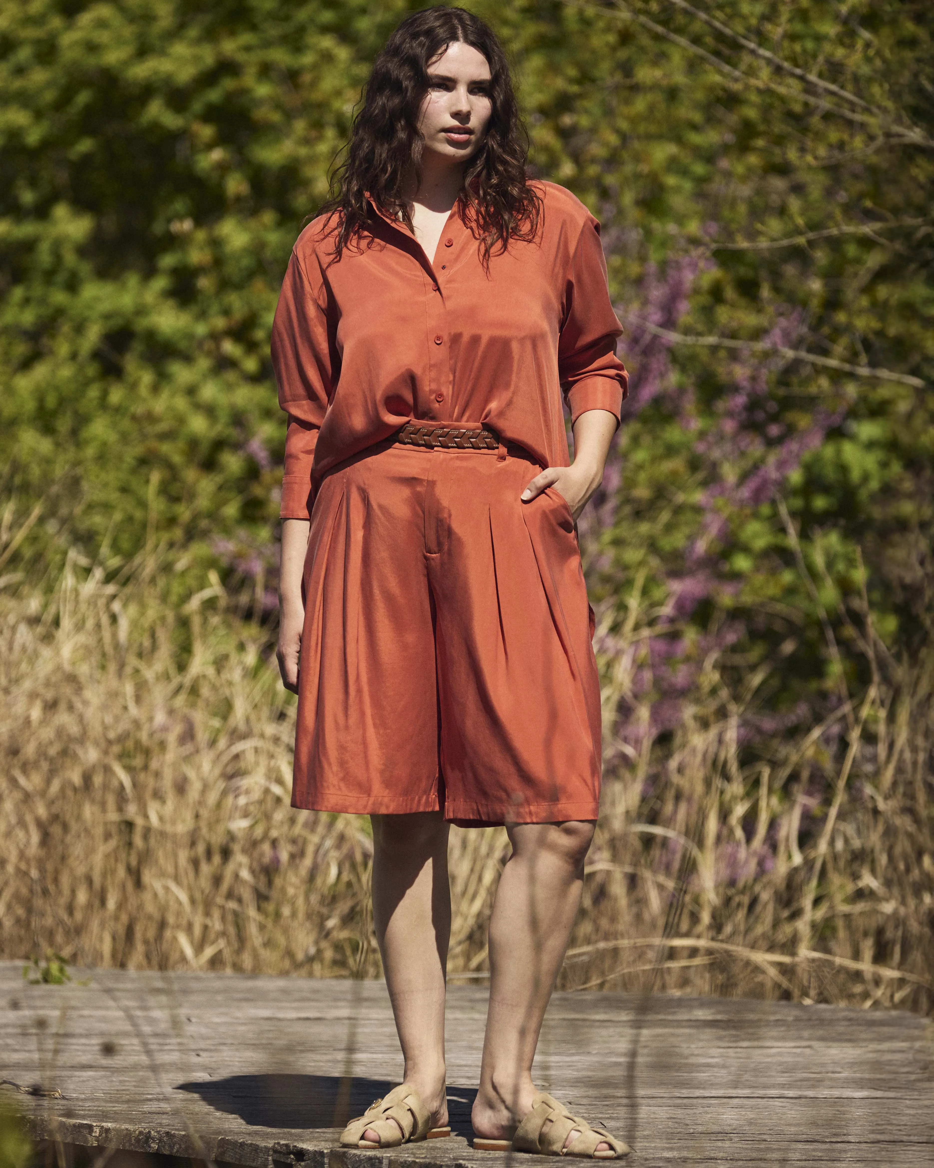 Cooling Stretch Cupro Artist Shirt - Warm Russet sold by Universal Standard product image thumbnail 2