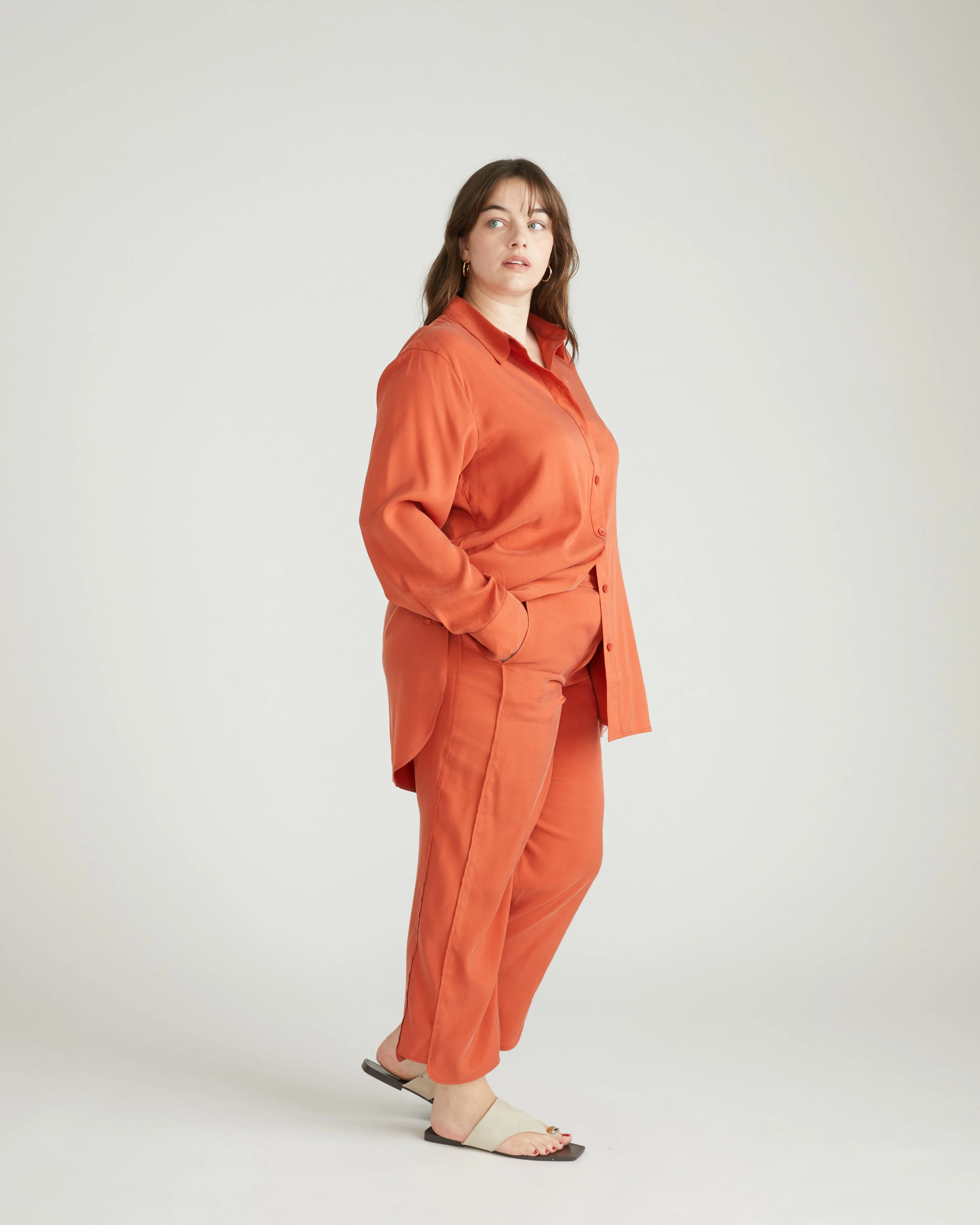 Cooling Stretch Cupro Artist Shirt - Warm Russet sold by Universal Standard product image thumbnail 4