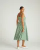 Sunshower Flowy Linen Dress - Clover/Beige Stripe sold by Universal Standard