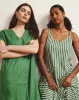 Sunshower Flowy Linen Dress - Clover/Beige Stripe sold by Universal Standard