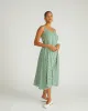 Sunshower Flowy Linen Dress - Clover/Beige Stripe sold by Universal Standard
