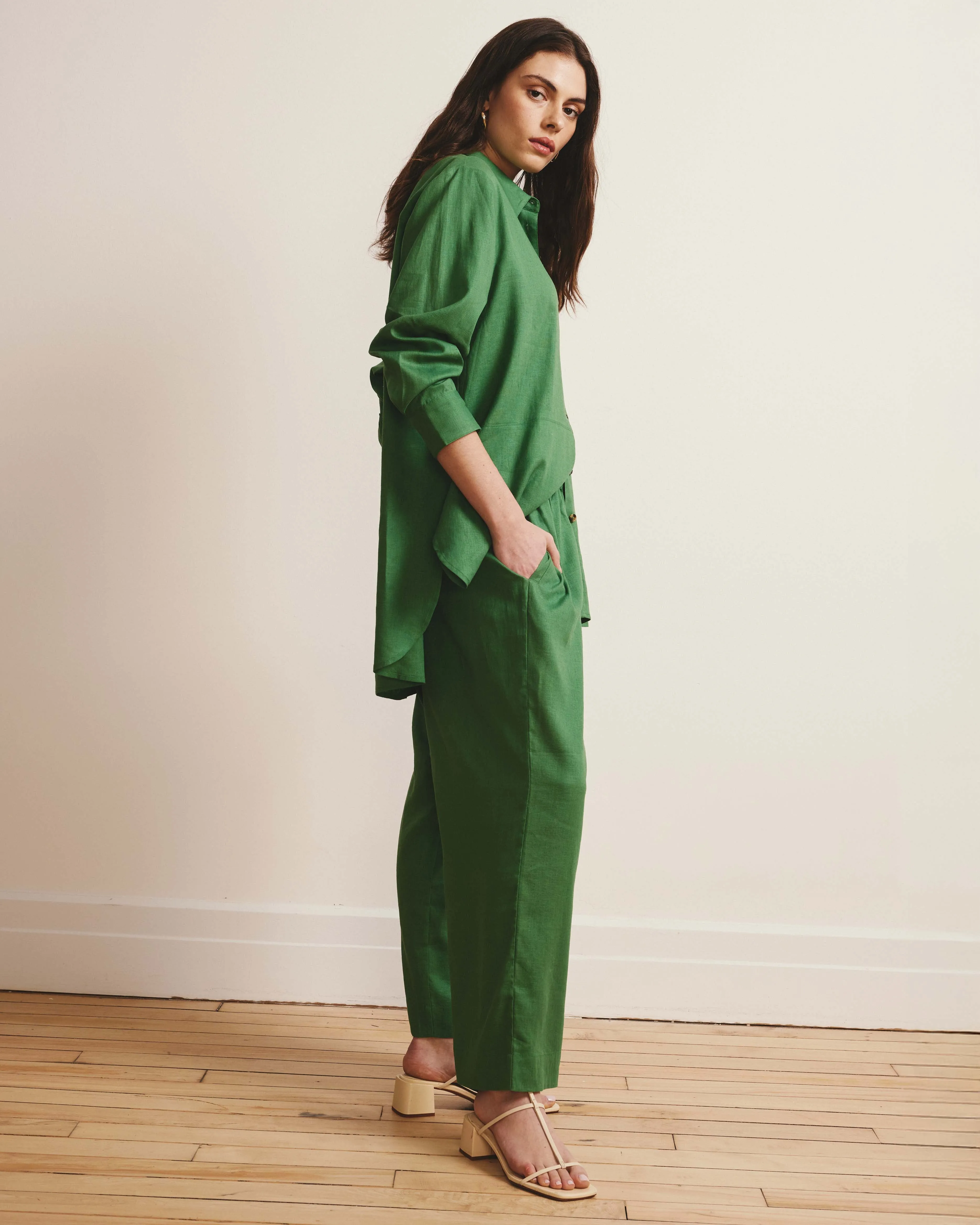 Iris Linen Easy Pull-On Pants - Clover sold by Universal Standard