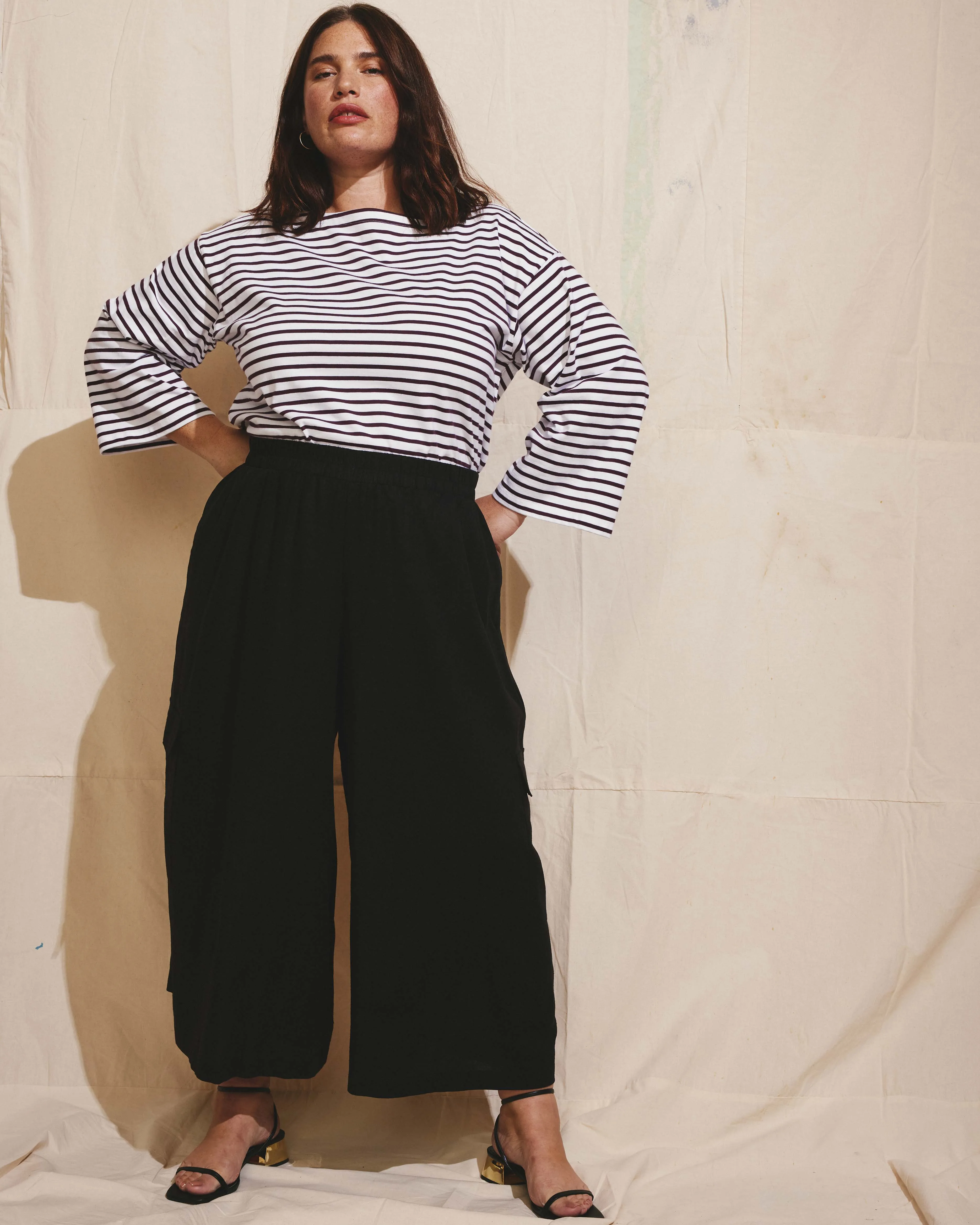 Palazzo Cargo Linen Pant - Black sold by Universal Standard