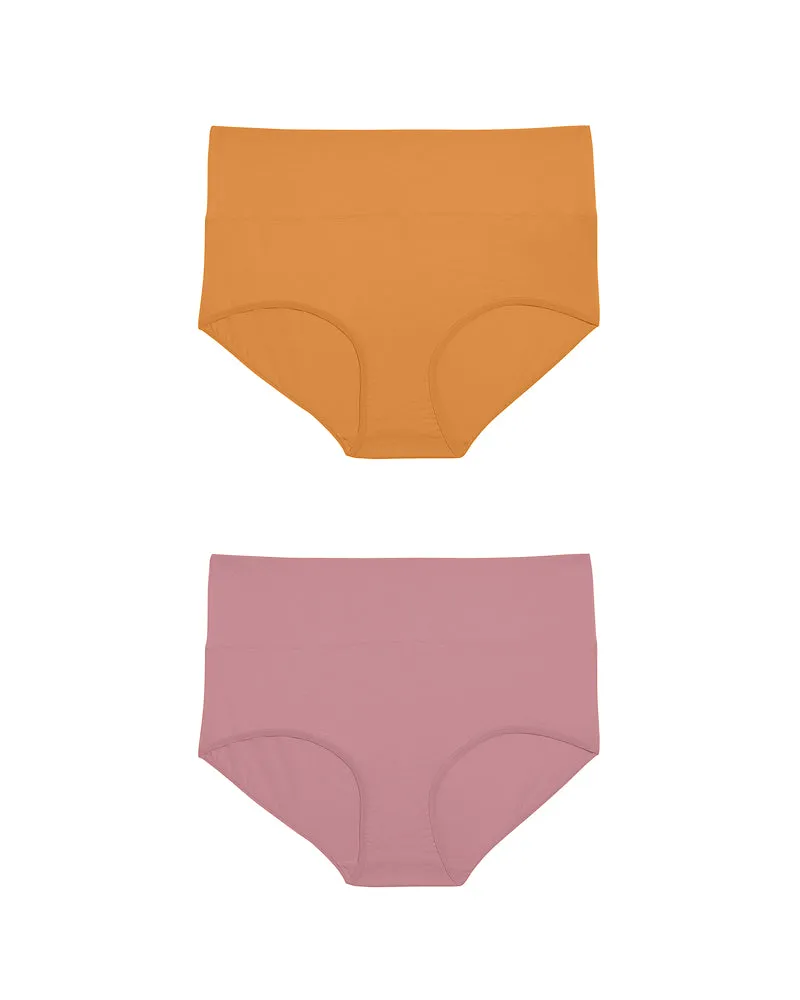 UltimateS 2-Pack Full Coverage High Rise Brief - Melon/Pink sold by Universal Standard