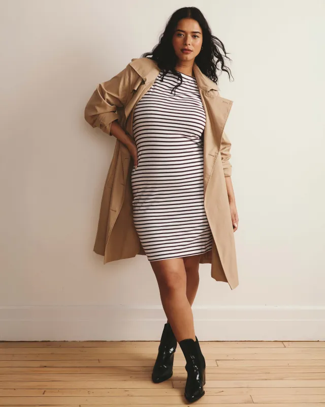 Belle Breton Stripe Jersey Dress - White/Gamay Stripe sold by Universal Standard