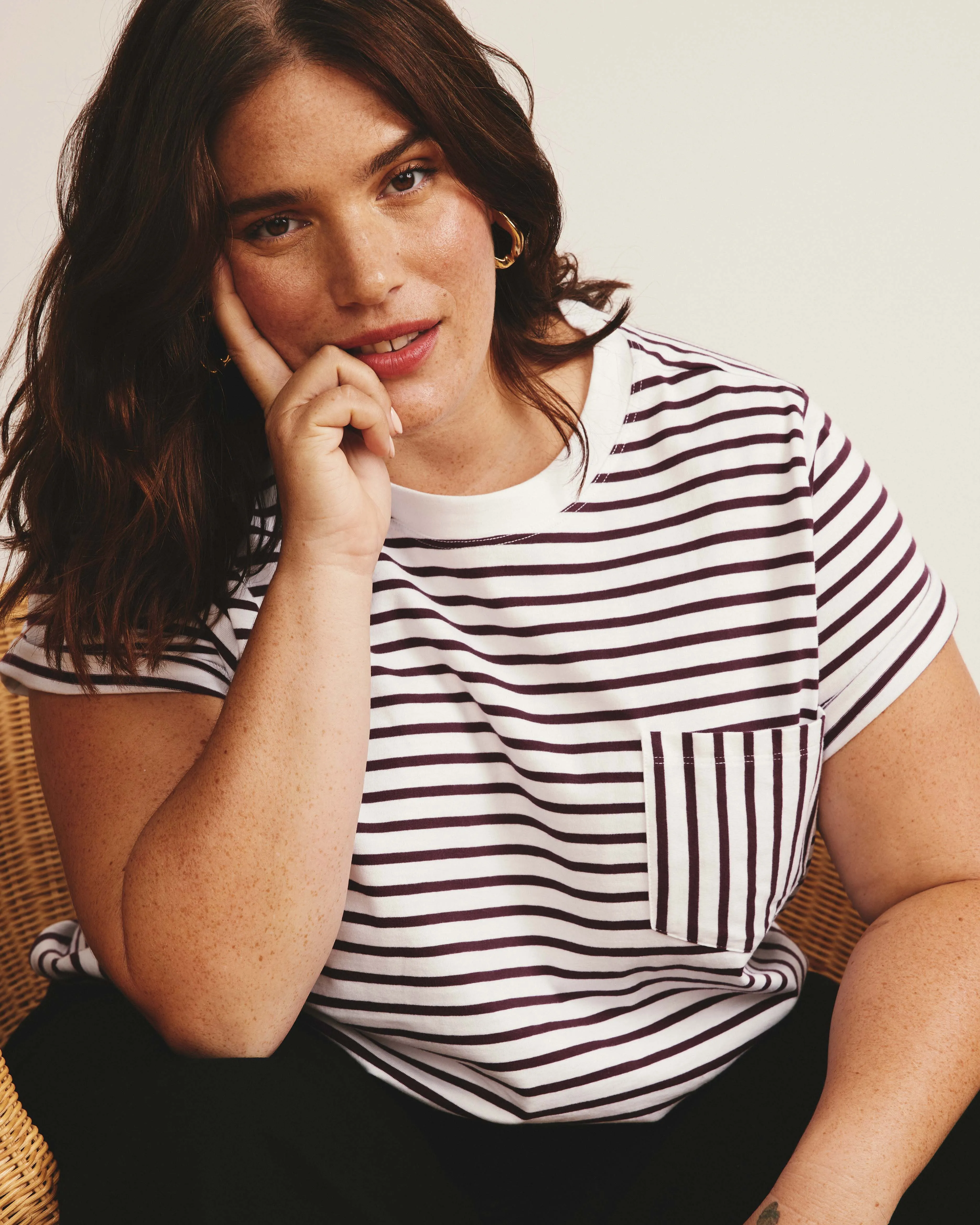 Breton Stripe Garcon Tee - White/Gamay Stripe sold by Universal Standard product image thumbnail 2