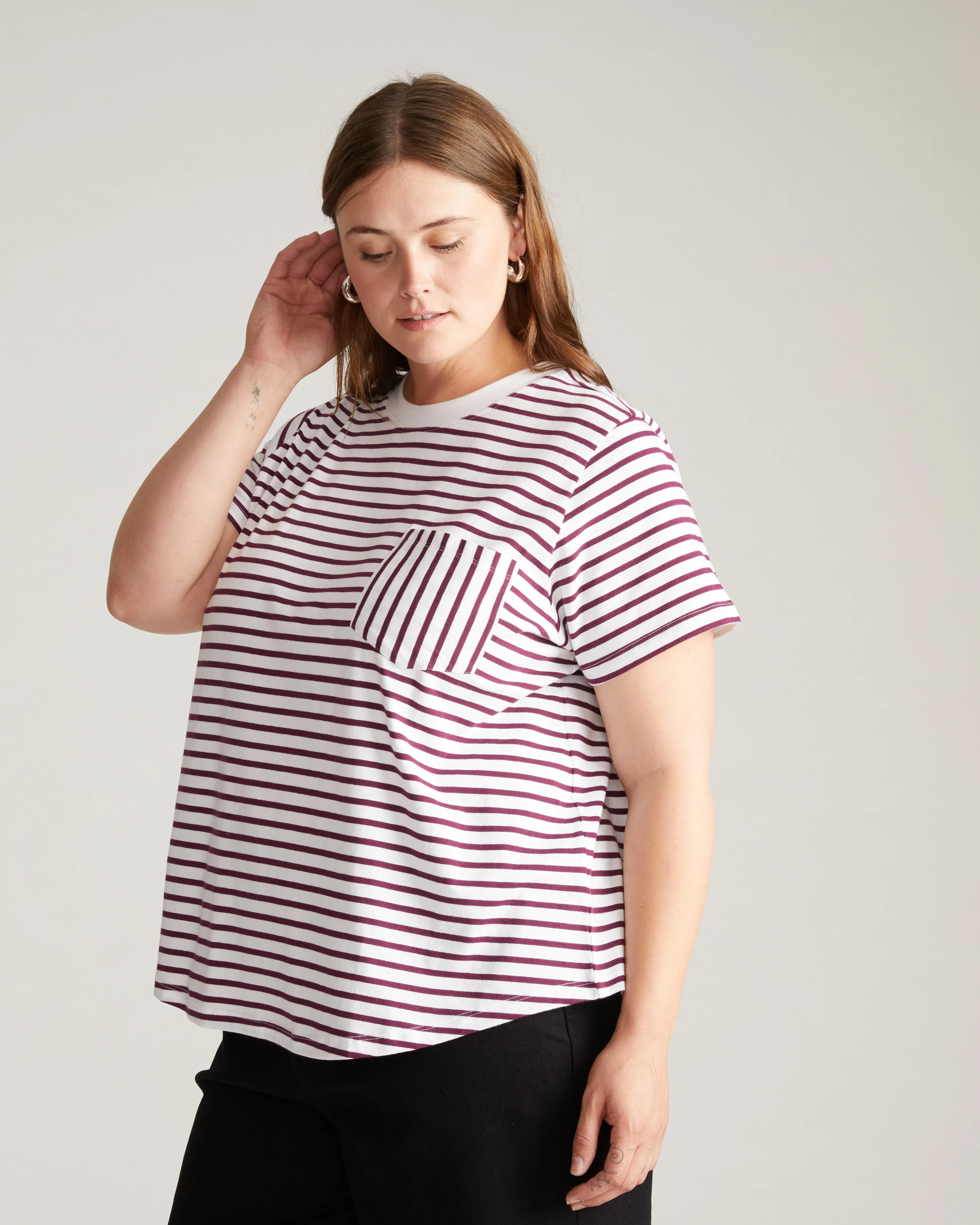 Breton Stripe Garcon Tee - White/Gamay Stripe sold by Universal Standard product image thumbnail 4