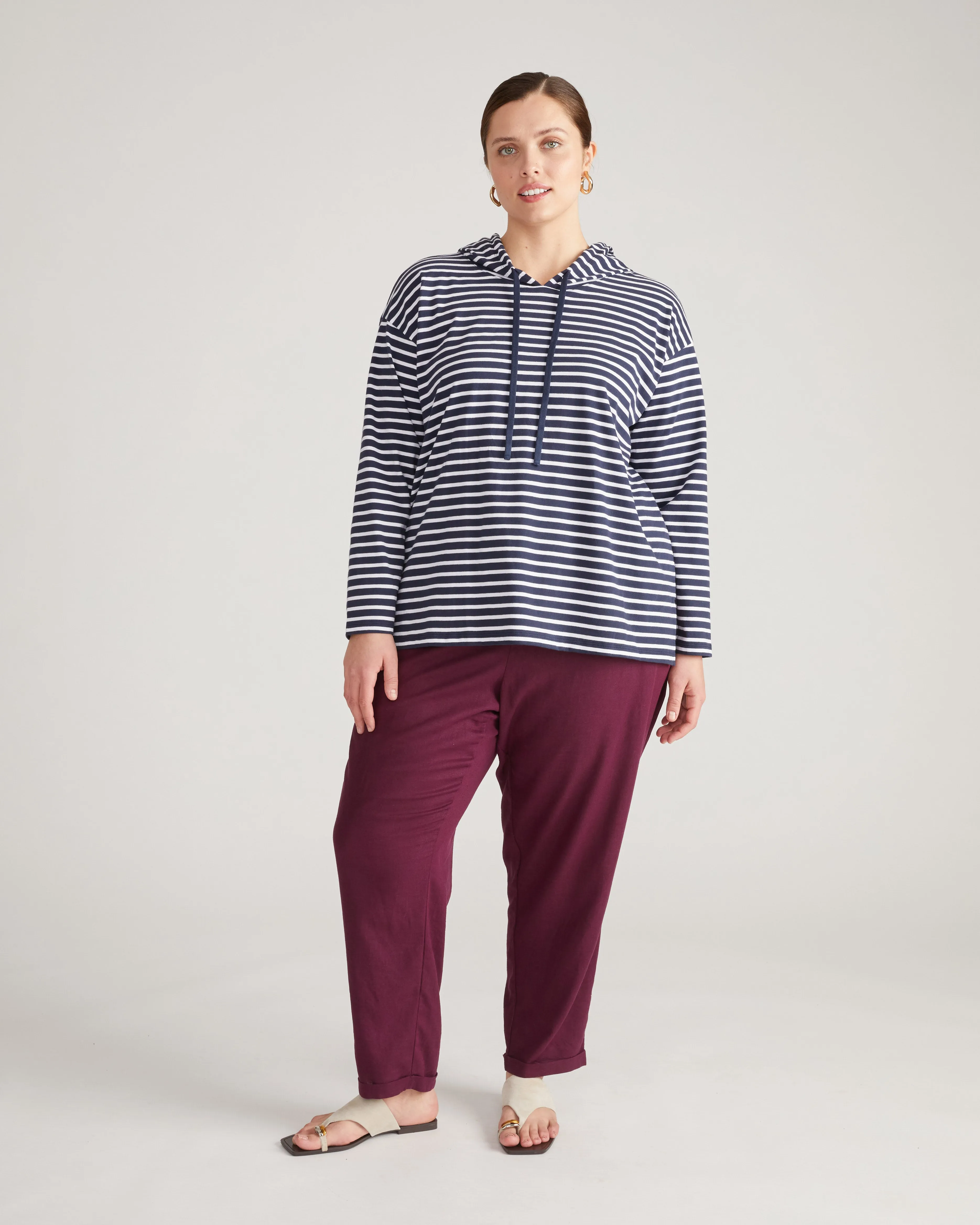 Baja Breton Stripe Hoodie - Navy/White Stripe sold by Universal Standard product image thumbnail 2