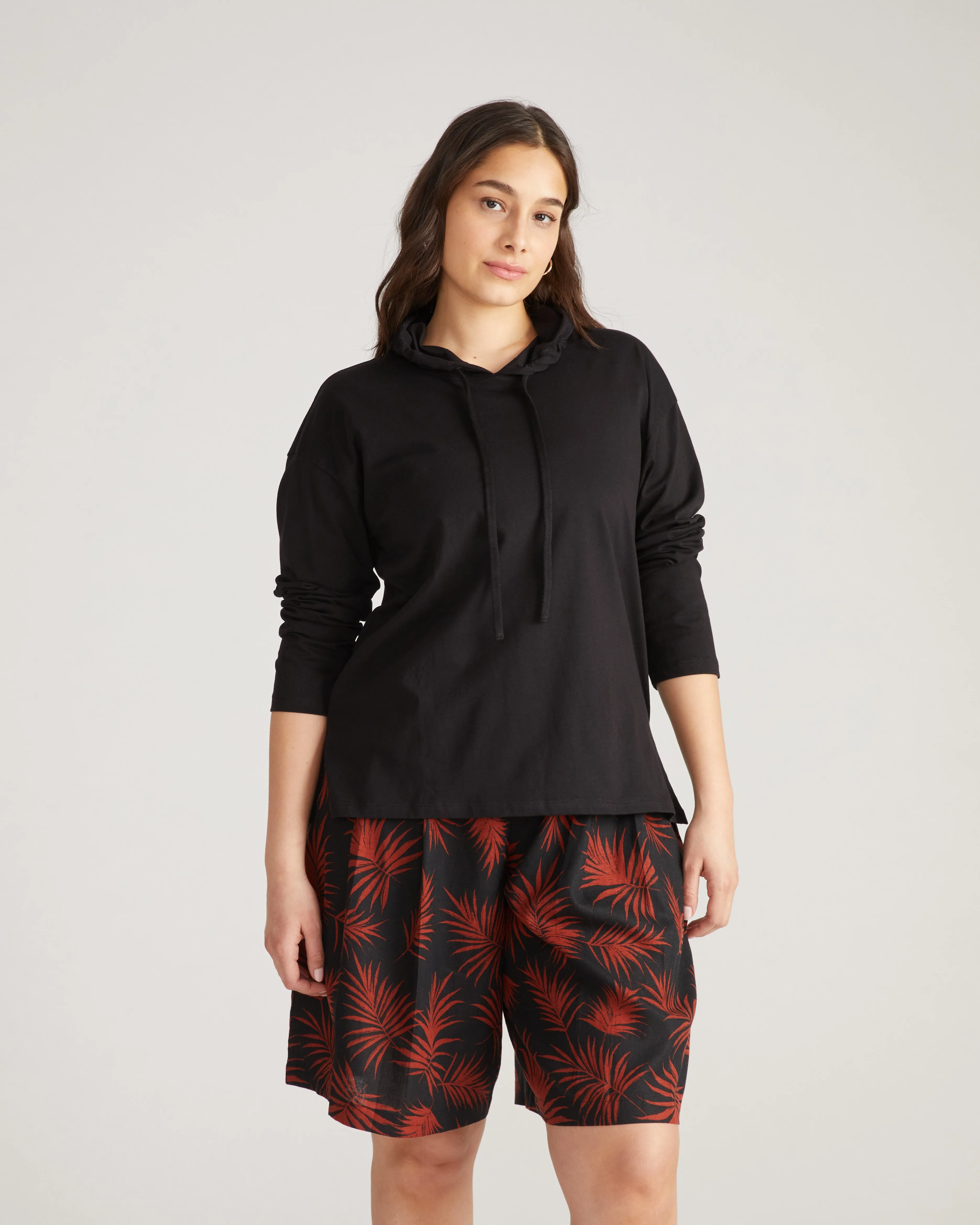 Baja Breton Stripe Hoodie - Solid Black sold by Universal Standard