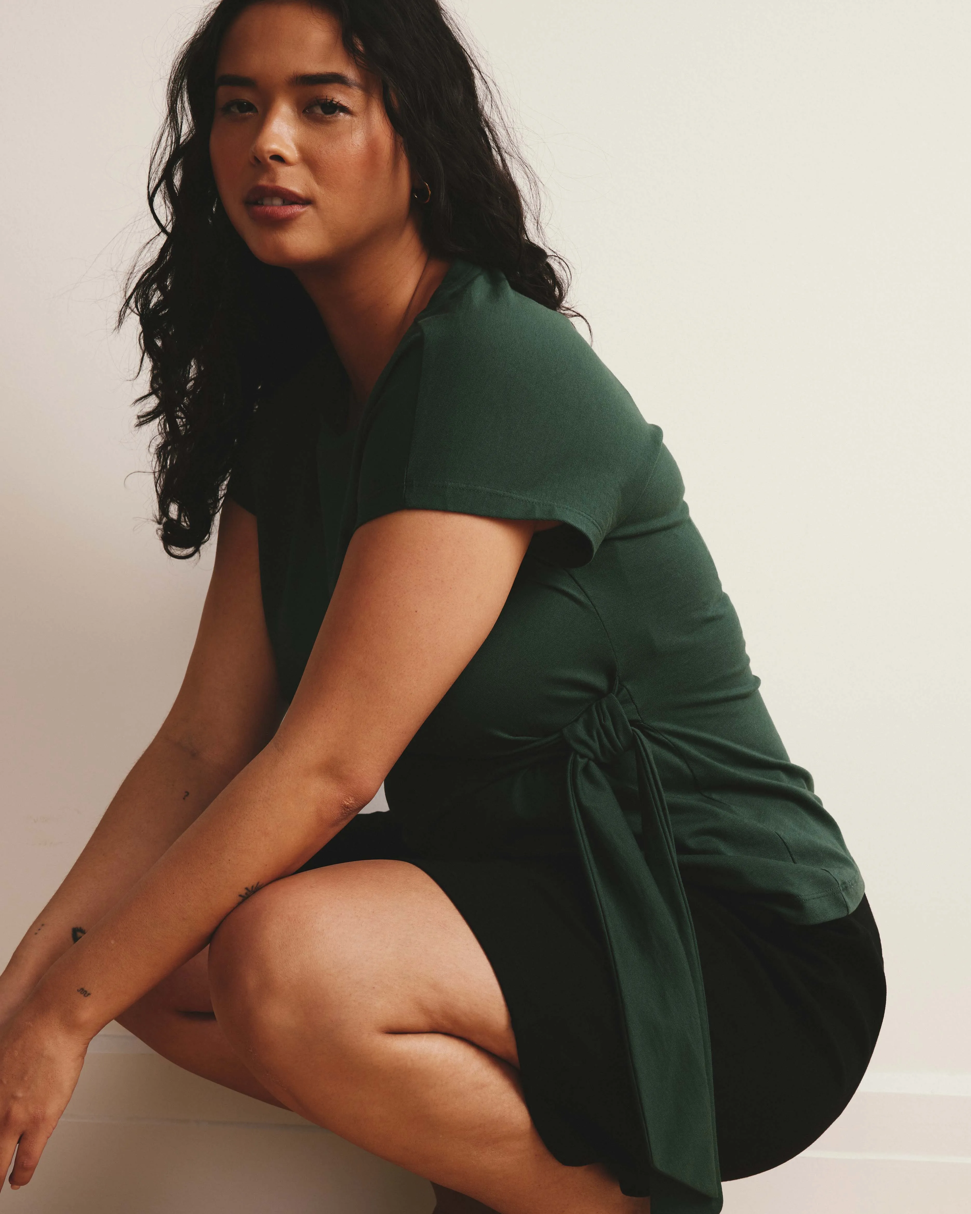 Crescent Breton Stripe Knot Tee - Solid Conifer sold by Universal Standard product image thumbnail 2