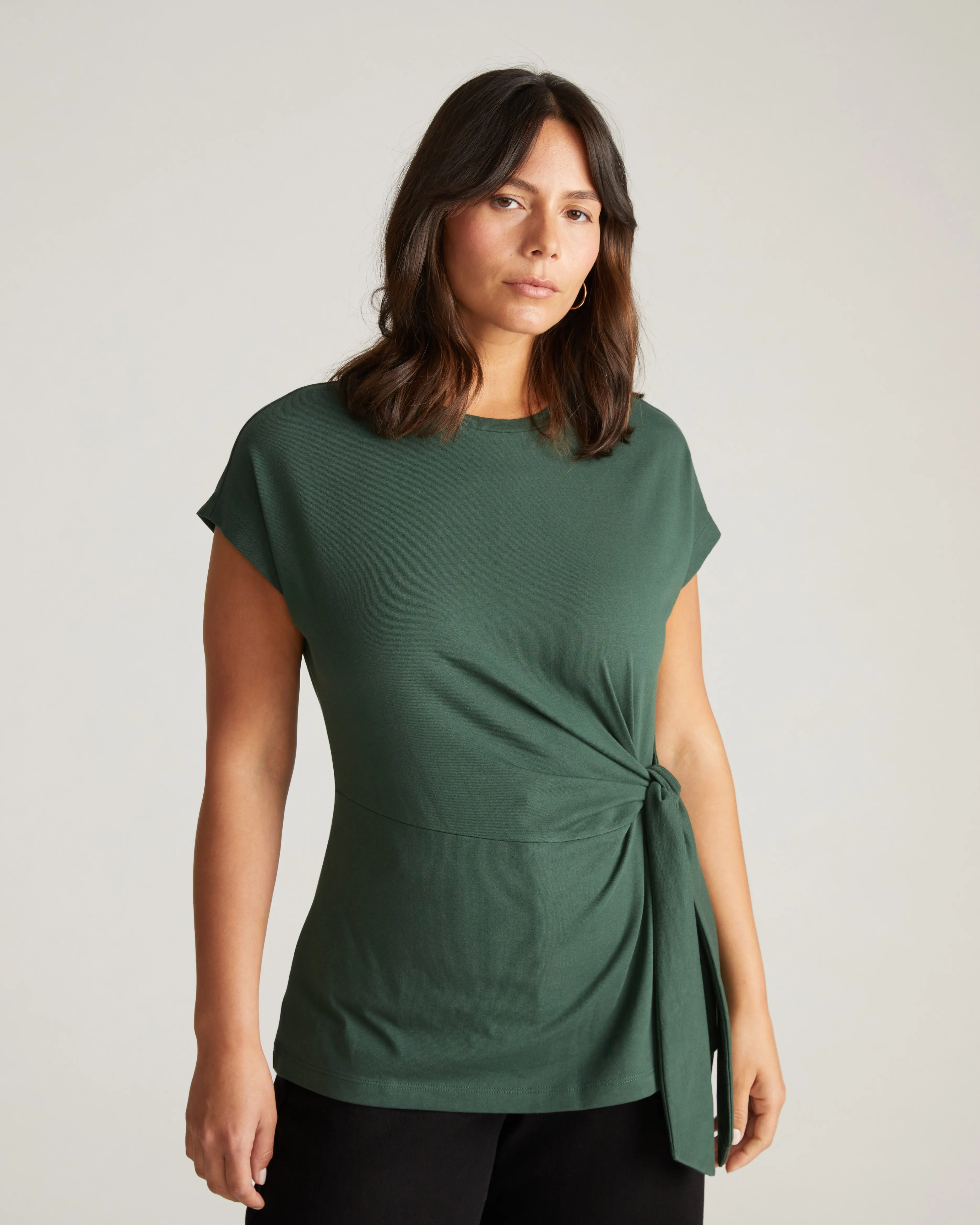 Crescent Breton Stripe Knot Tee - Solid Conifer sold by Universal Standard product image thumbnail 5