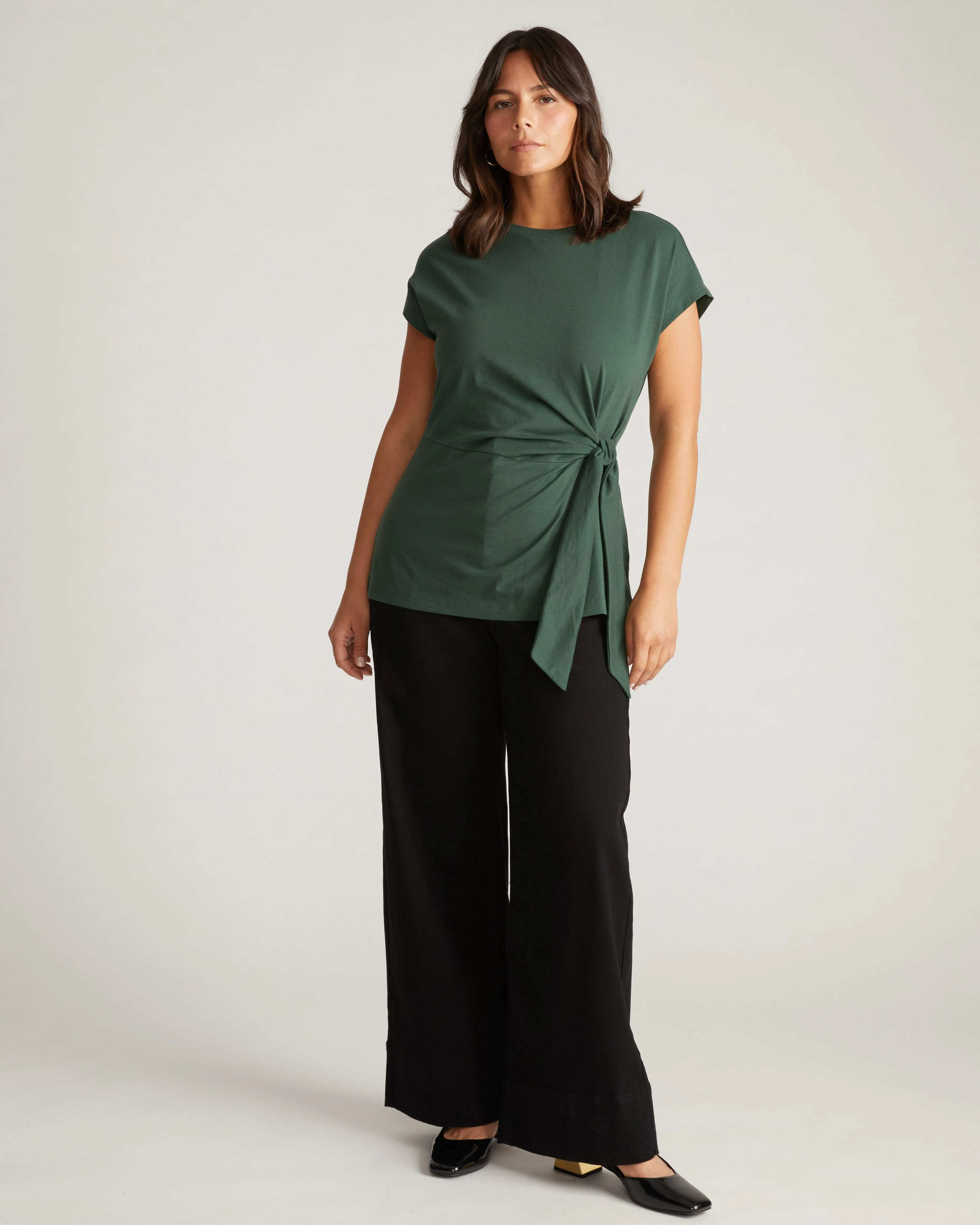 Crescent Breton Stripe Knot Tee - Solid Conifer sold by Universal Standard product image thumbnail 4