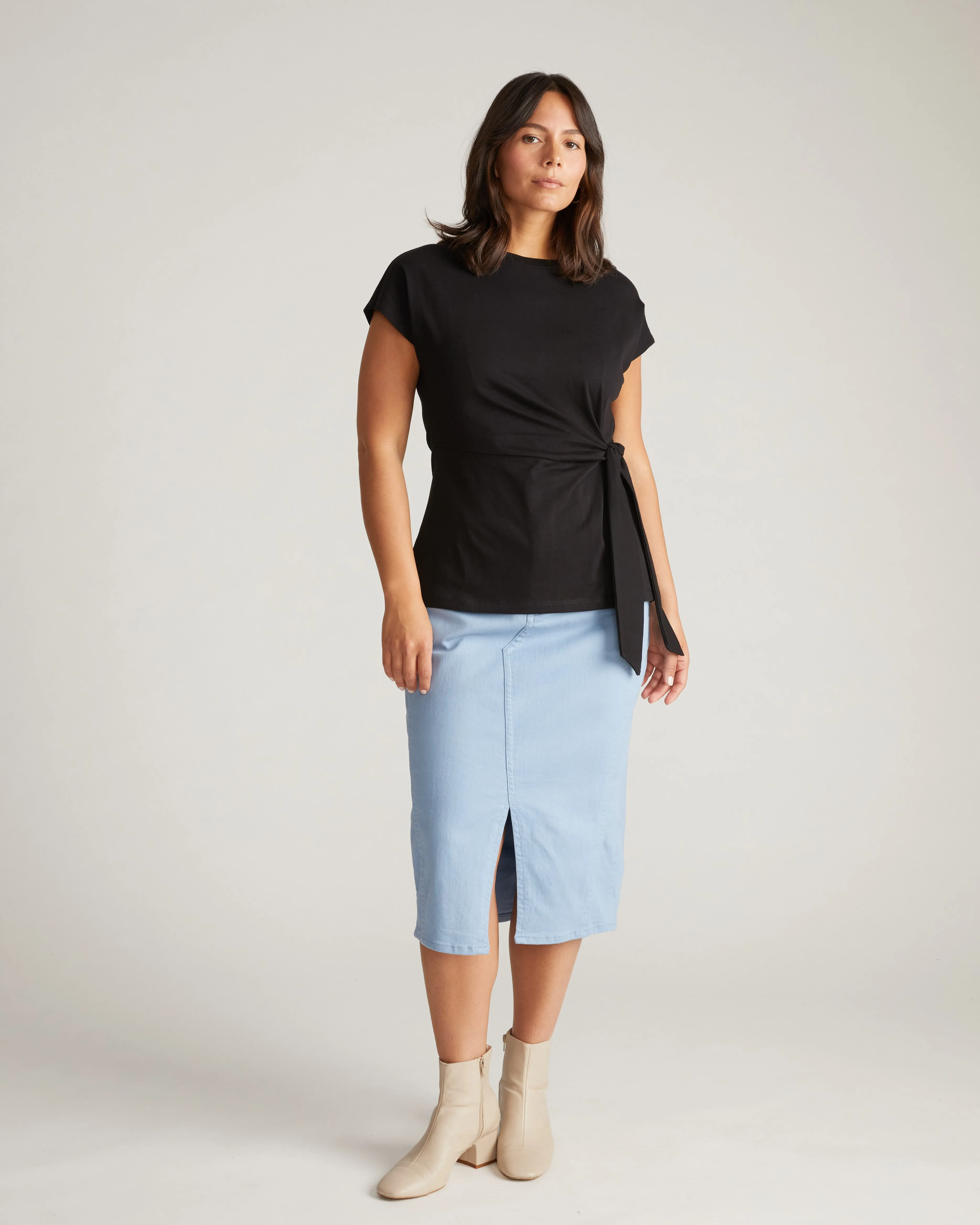 Crescent Breton Stripe Knot Tee - Solid Black sold by Universal Standard product image thumbnail 2