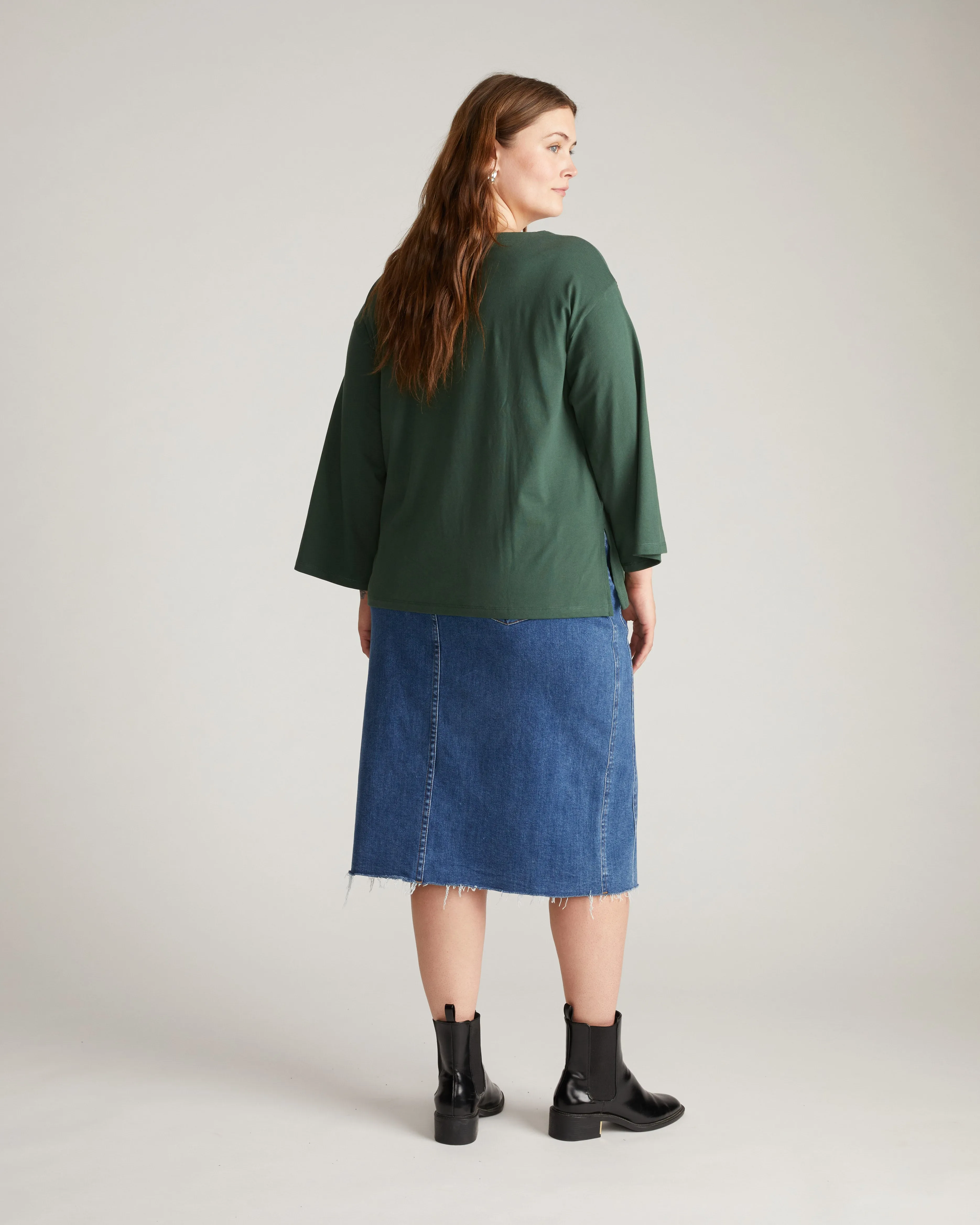 Montauk Breton Stripe Bell Sleeve Top - Solid Conifer sold by Universal Standard product image thumbnail 3