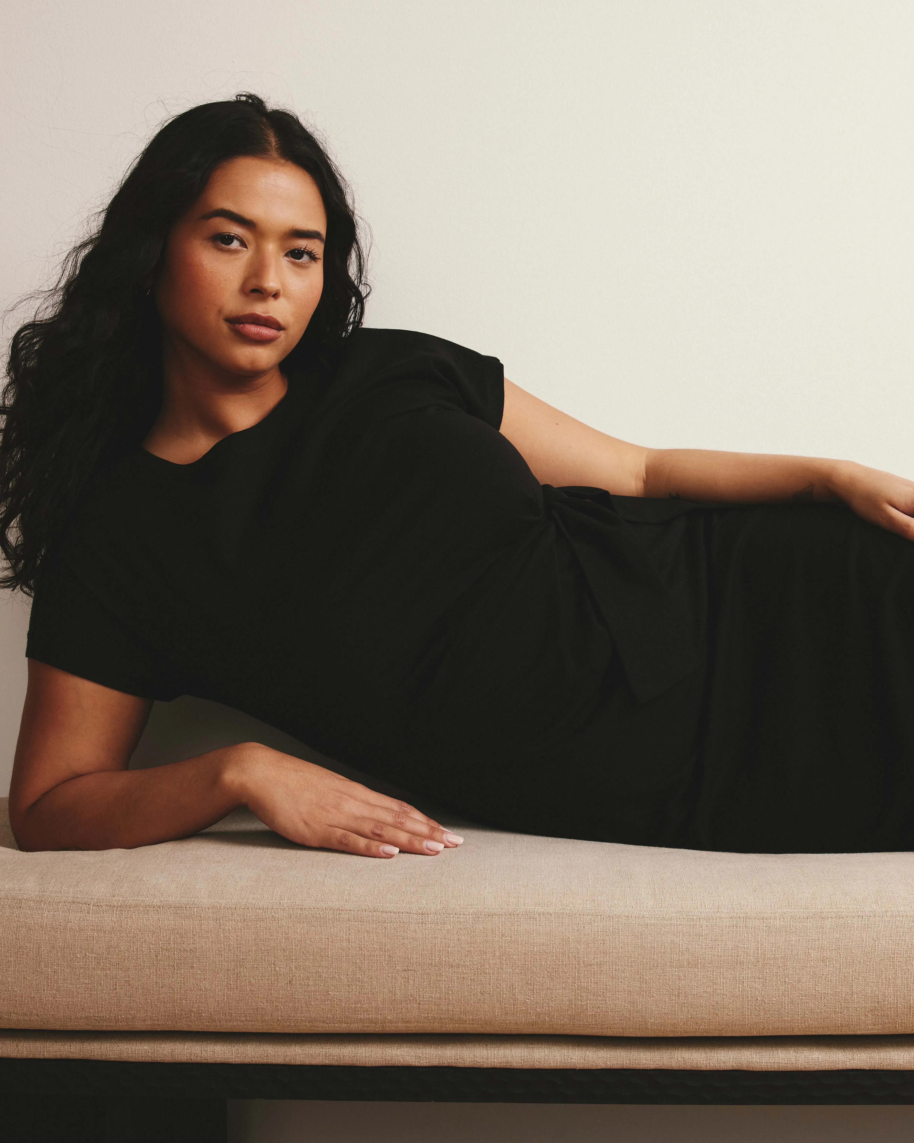 Crescent Breton Stripe Knot Dress - Solid Black sold by Universal Standard product image thumbnail 3