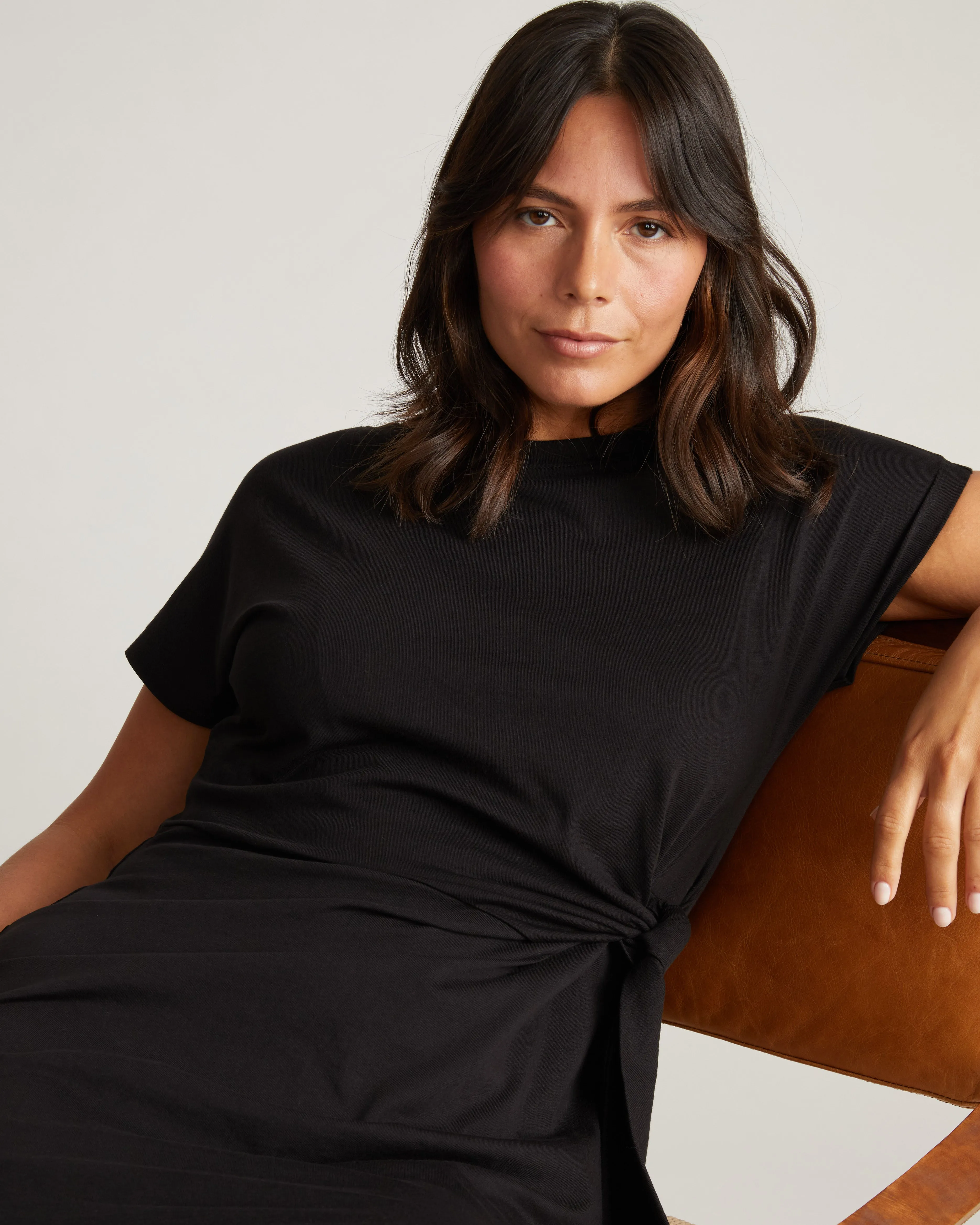 Crescent Breton Stripe Knot Dress - Solid Black sold by Universal Standard product image thumbnail 4