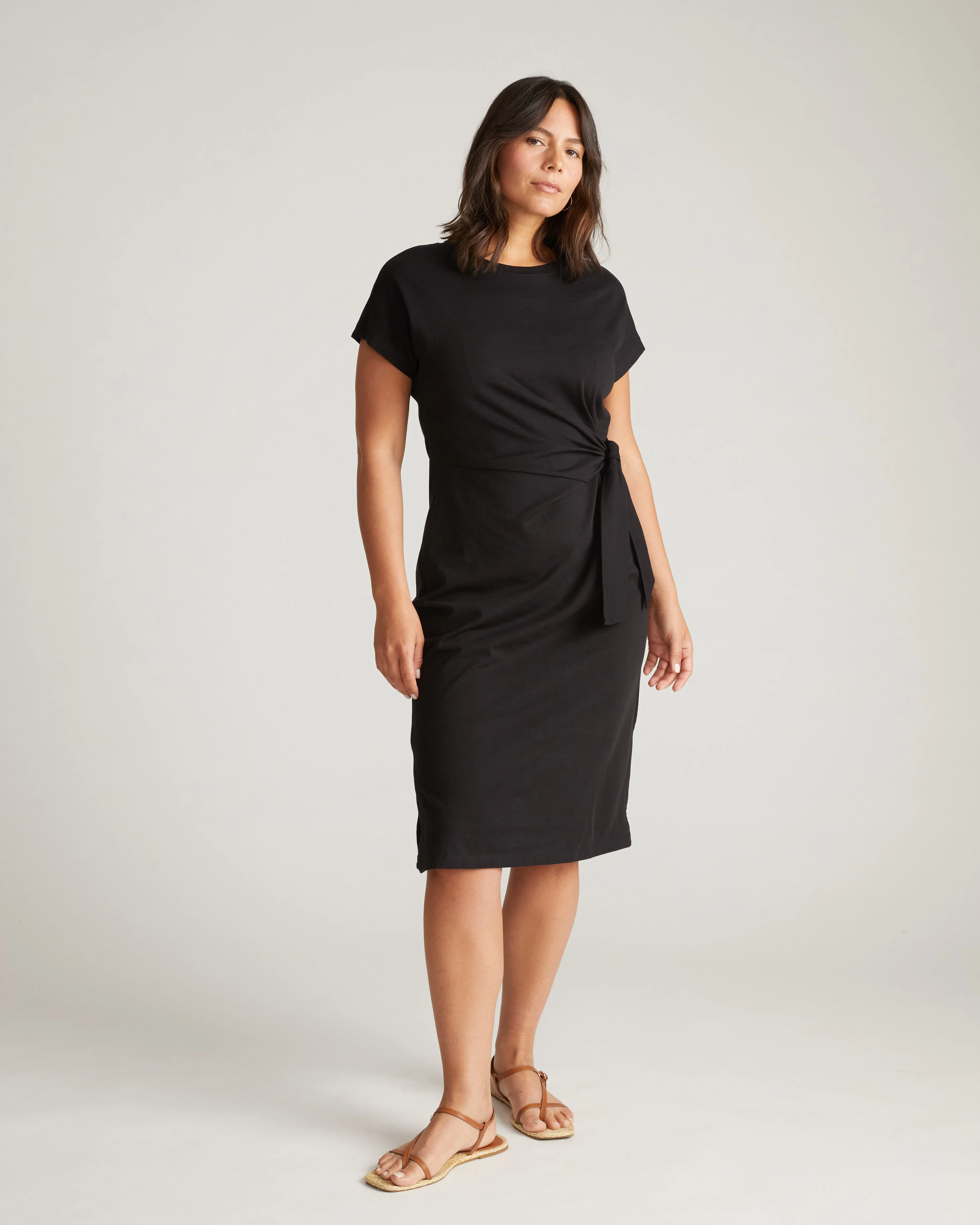 Crescent Breton Stripe Knot Dress - Solid Black sold by Universal Standard product image thumbnail 5