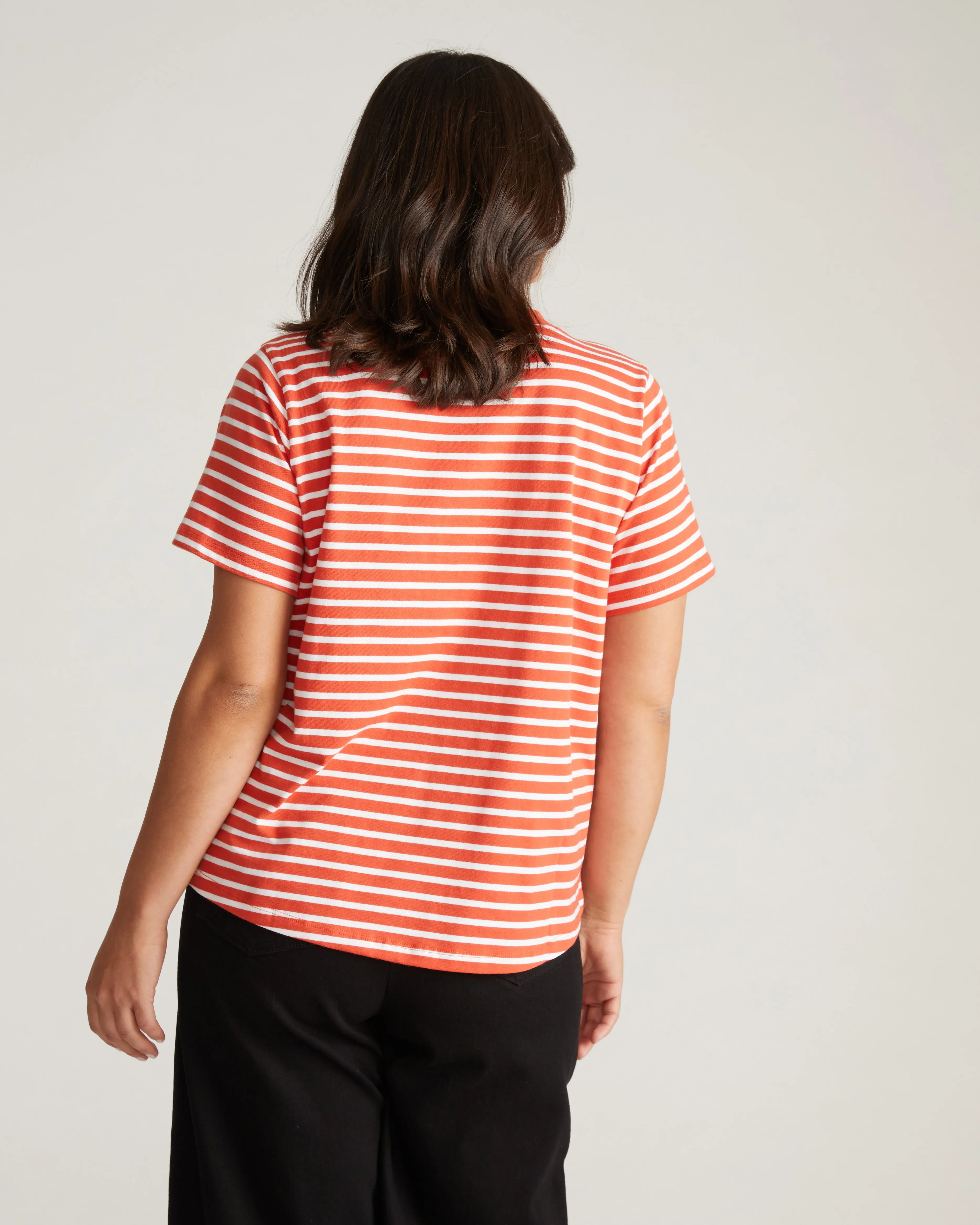 Breton Stripe Garcon Tee - Coral Reef/White Stripe sold by Universal Standard product image thumbnail 5