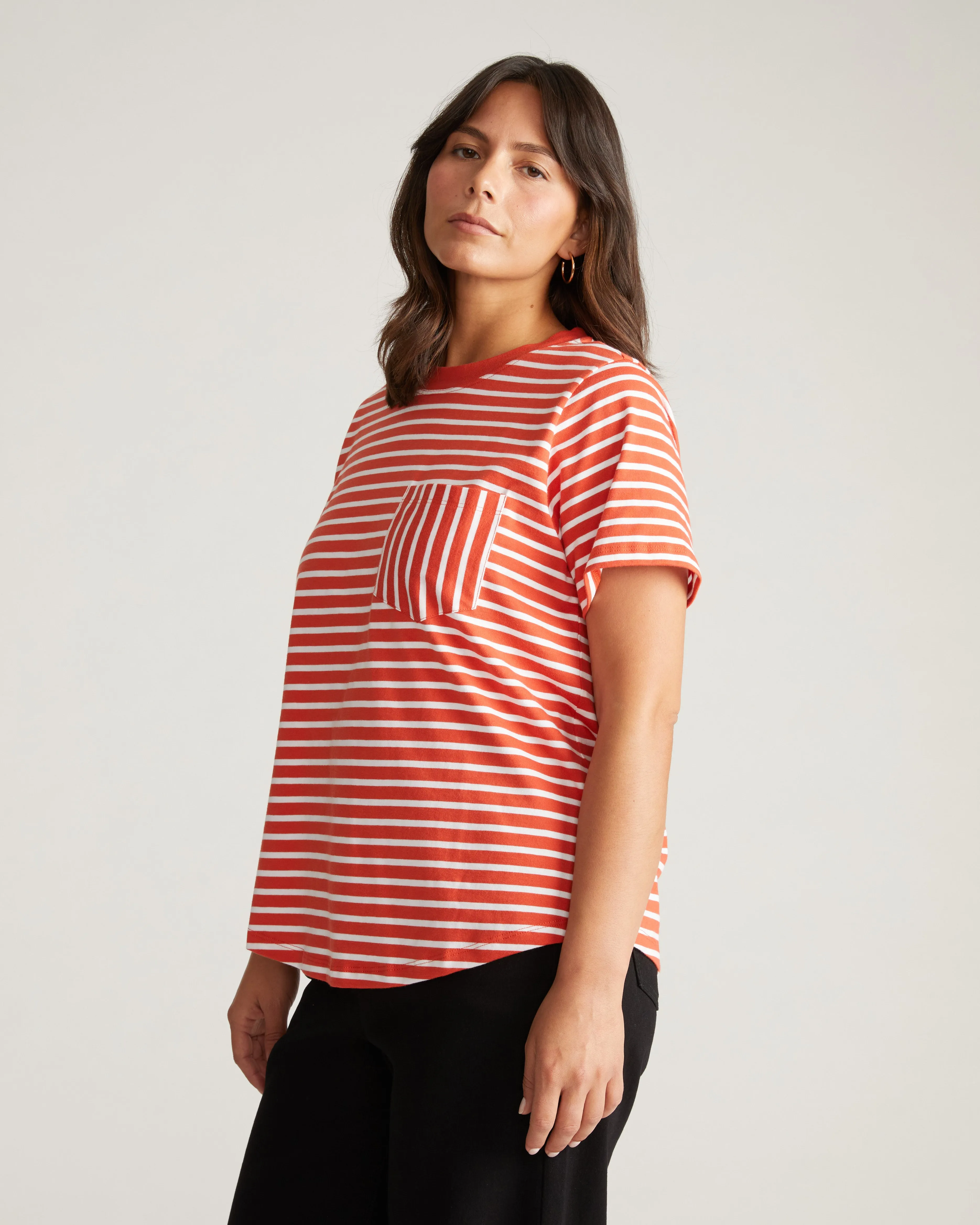 Breton Stripe Garcon Tee - Coral Reef/White Stripe sold by Universal Standard product image thumbnail 4