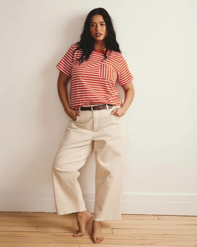 Breton Stripe Garcon Tee - Coral Reef/White Stripe sold by Universal Standard