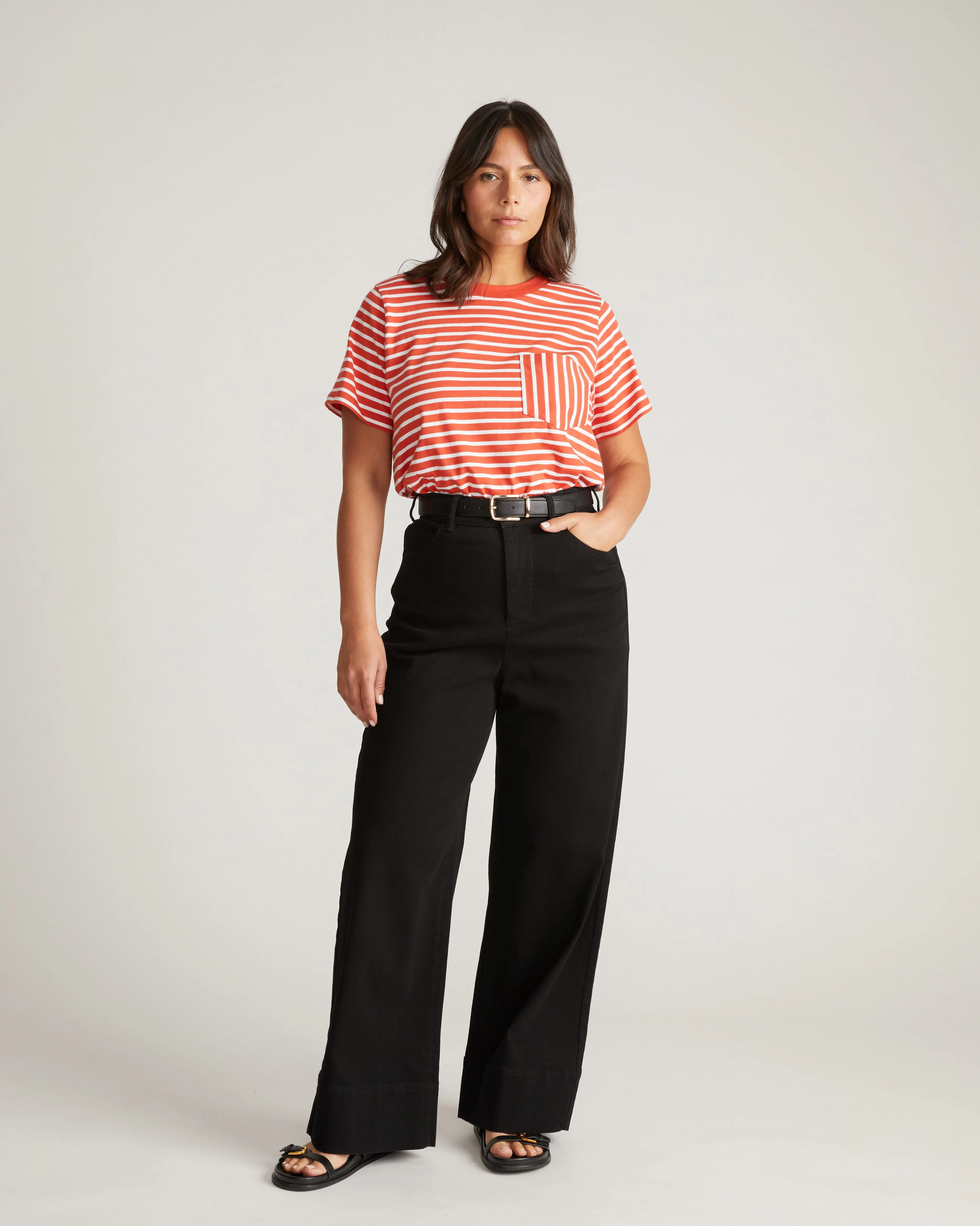Breton Stripe Garcon Tee - Coral Reef/White Stripe sold by Universal Standard product image thumbnail 3