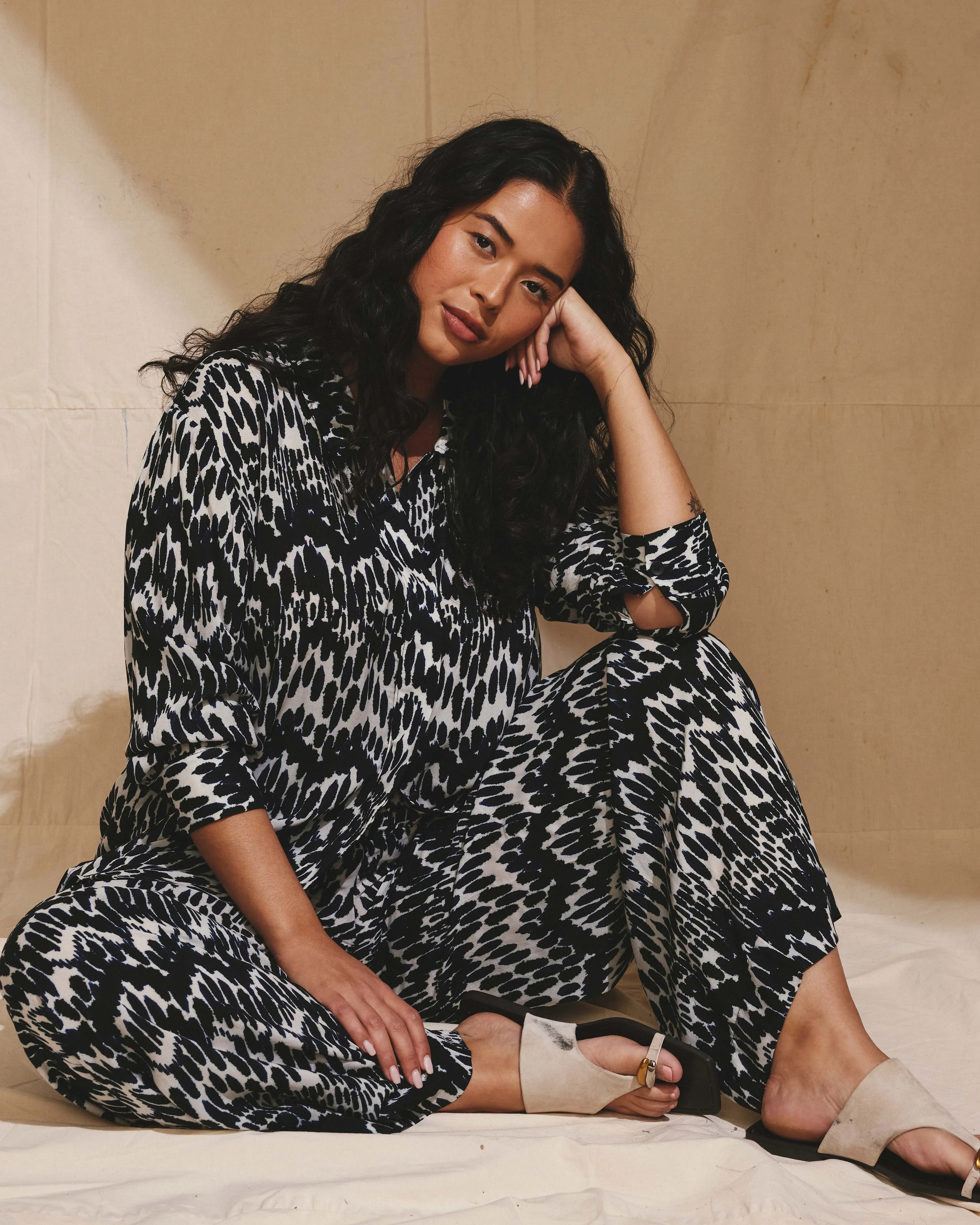 Toni Hi Low Tunic - Indigo Waterfall Print sold by Universal Standard