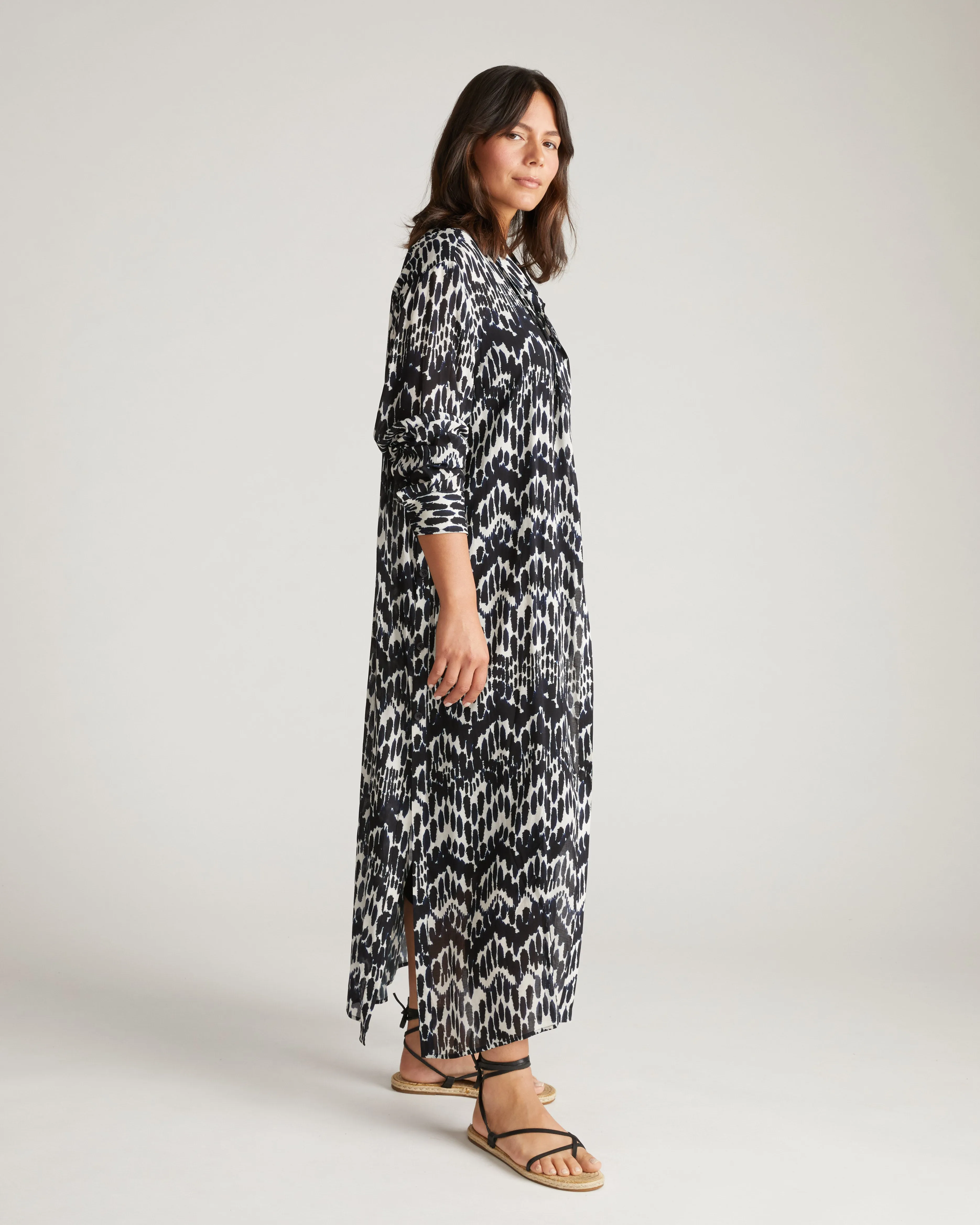Nailah Button Down Tunic - Indigo Waterfall Print sold by Universal Standard product image thumbnail 3