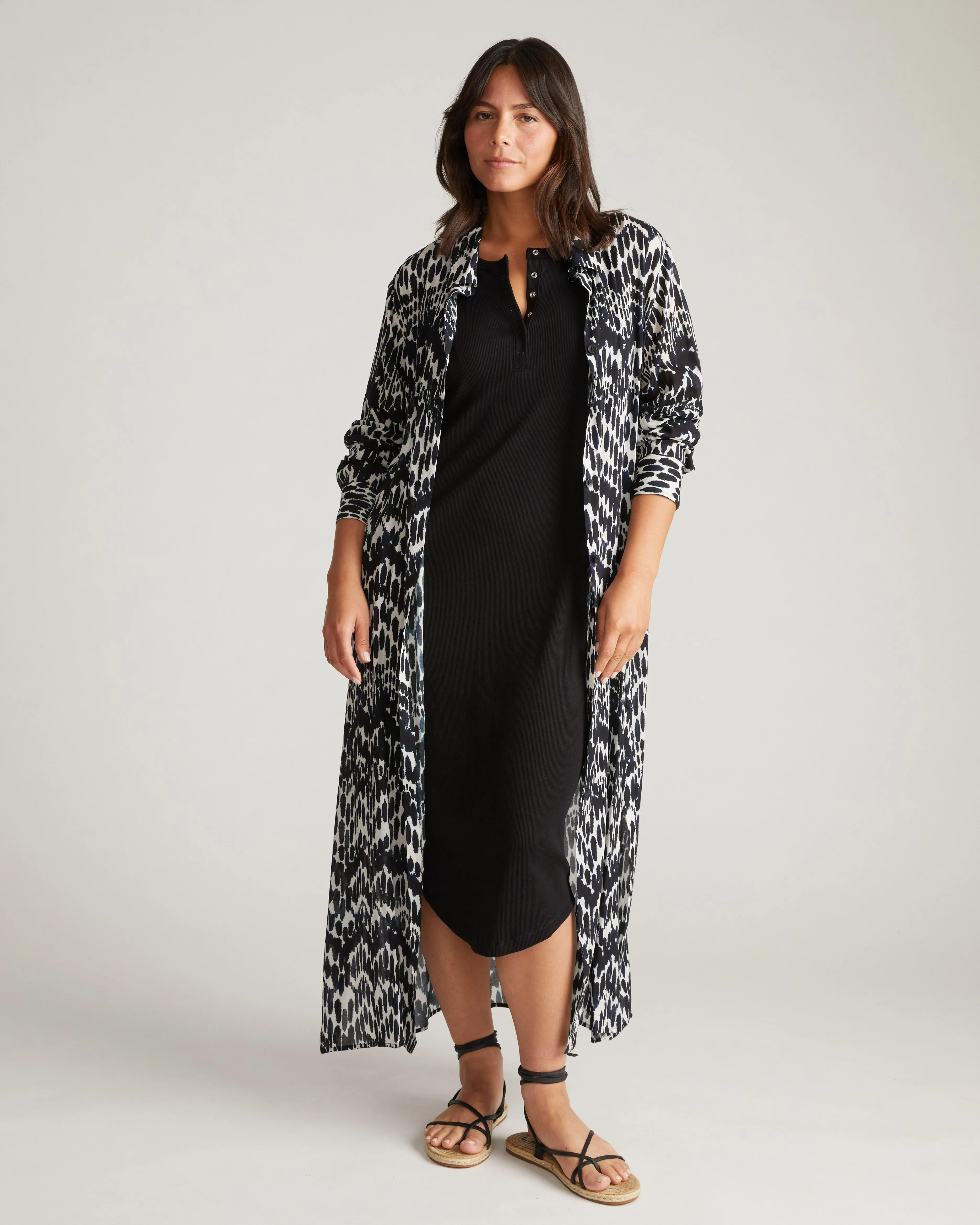 Nailah Button Down Tunic - Indigo Waterfall Print sold by Universal Standard product image thumbnail 2