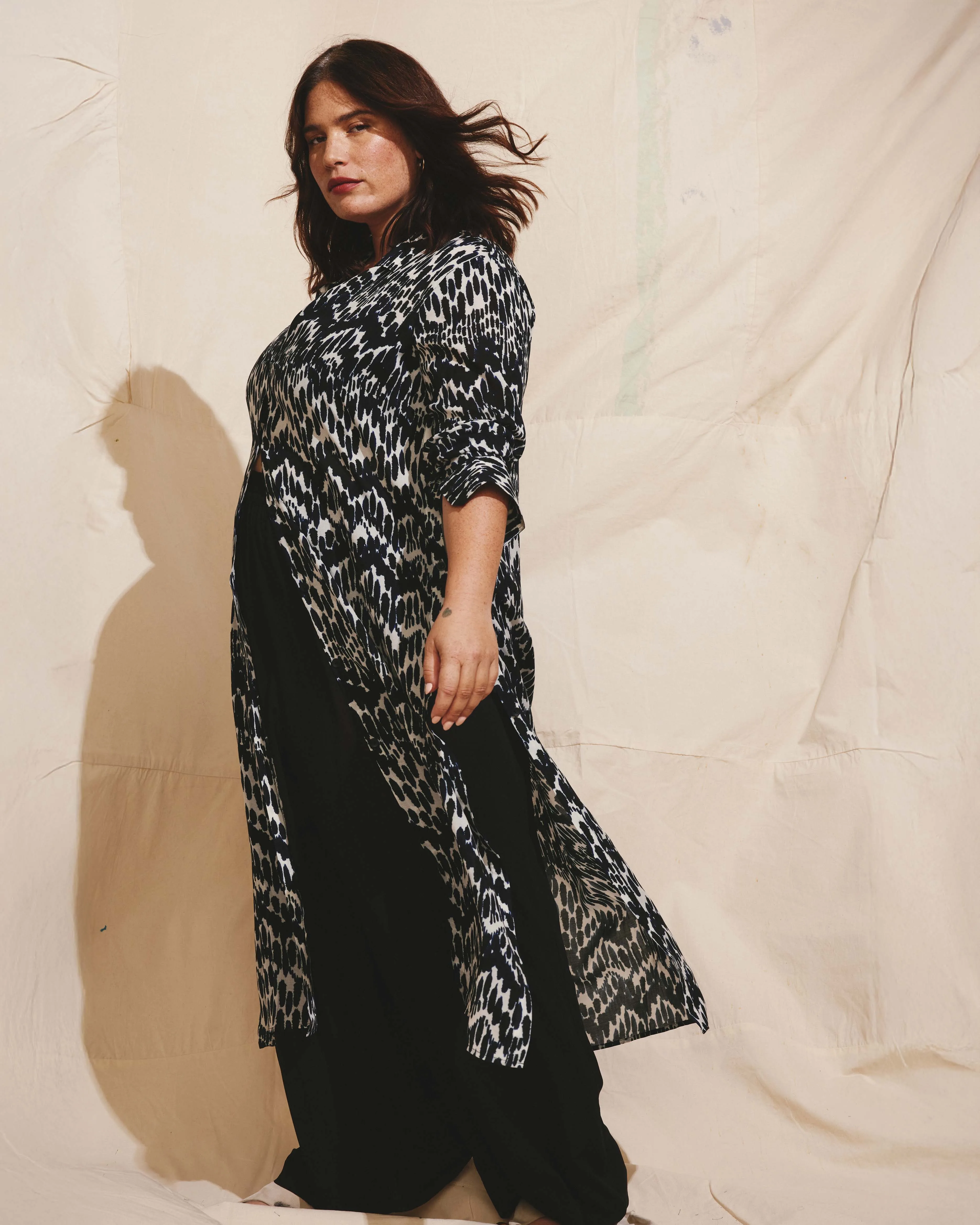 Nailah Button Down Tunic - Indigo Waterfall Print sold by Universal Standard product image thumbnail 5