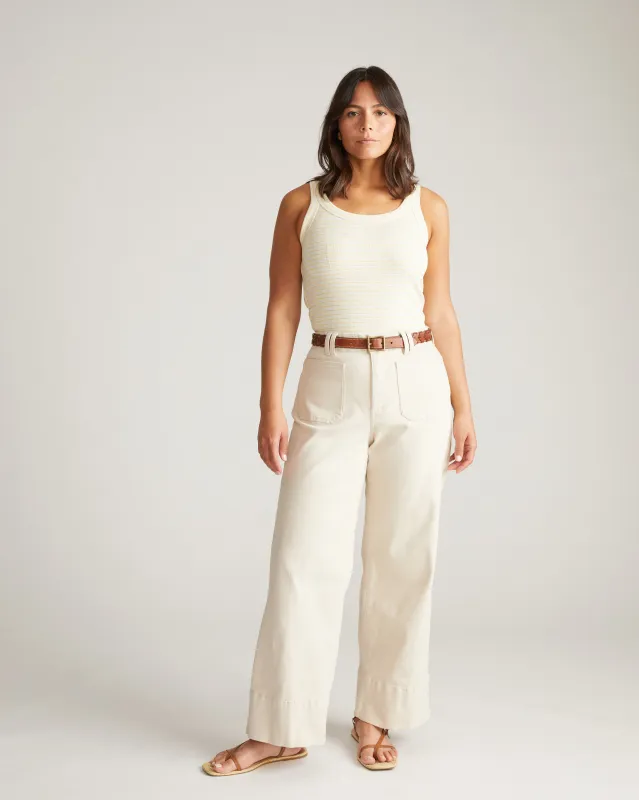 Roitfeld Ribbed Tank - Yellow Microstripe sold by Universal Standard