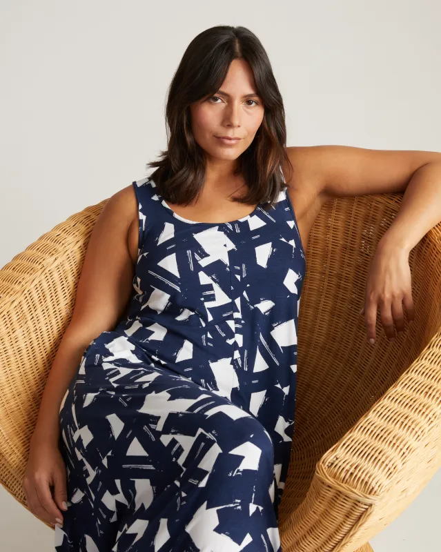 Athena Divine Jersey Dress - Navy Santiago Print sold by Universal Standard