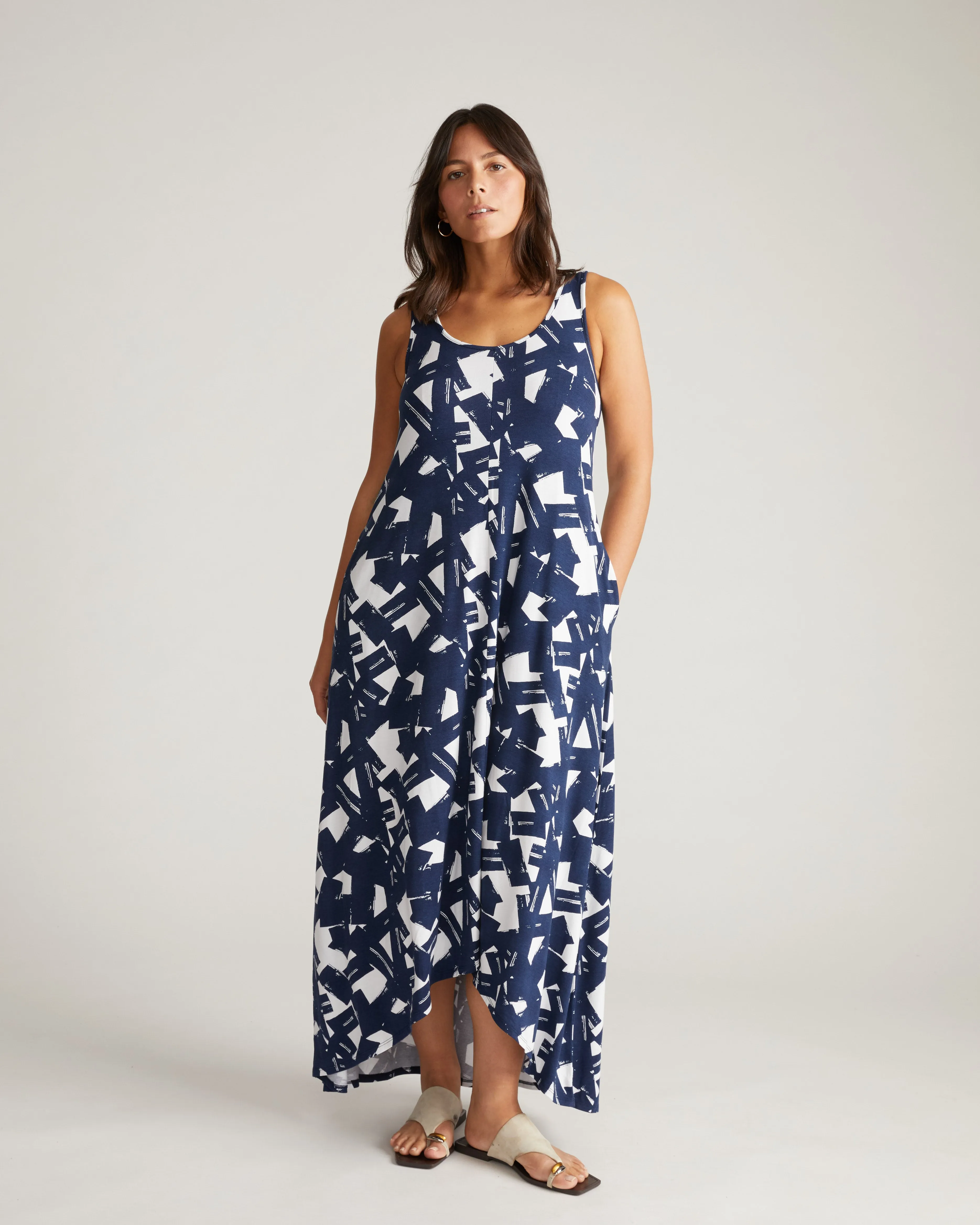Athena Divine Jersey Dress - Navy Santiago Print sold by Universal Standard product image thumbnail 2
