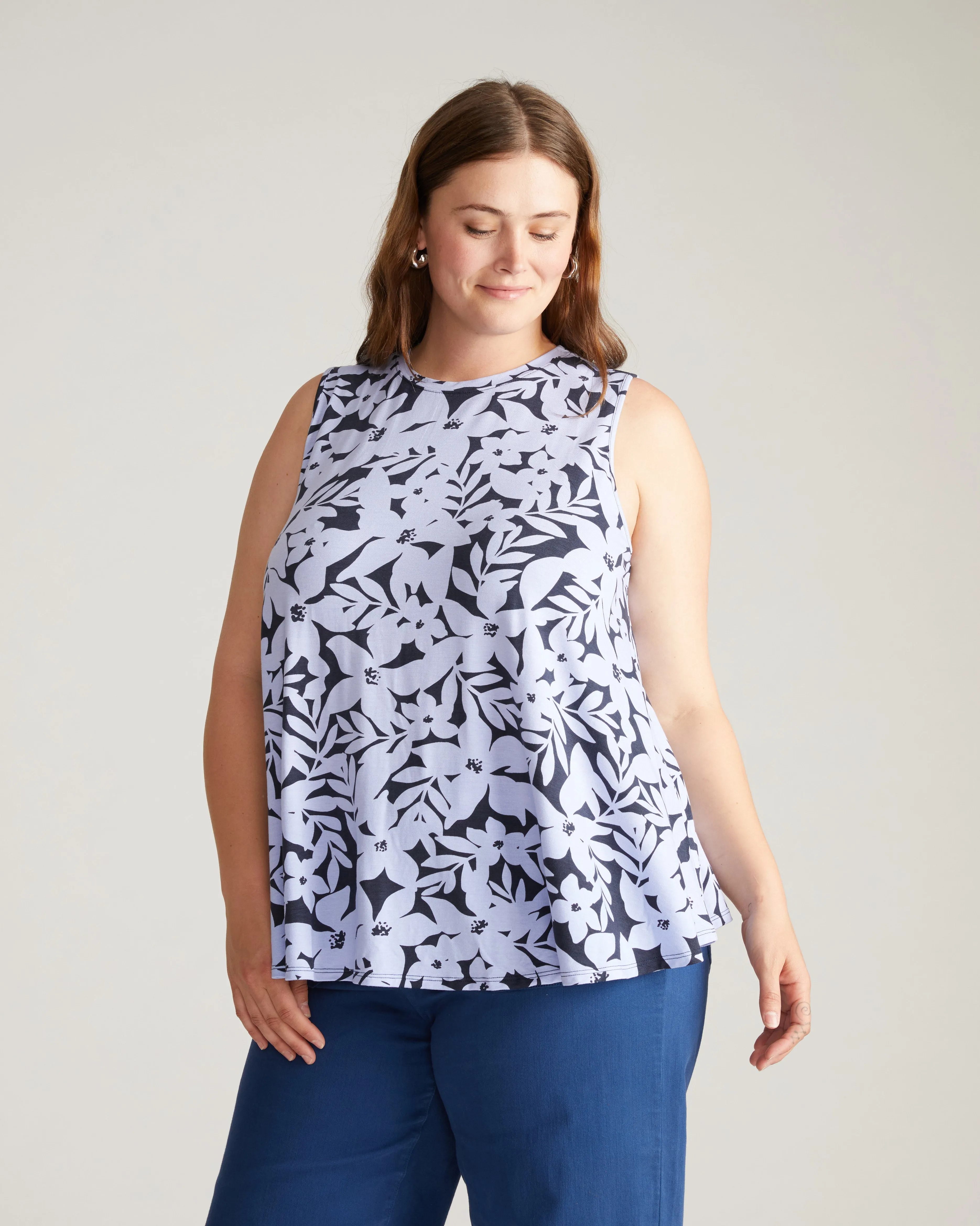 Heatwave Divine Jersey Flared Tank - Petal Palette Print in Jacaranda sold by Universal Standard product image thumbnail 4