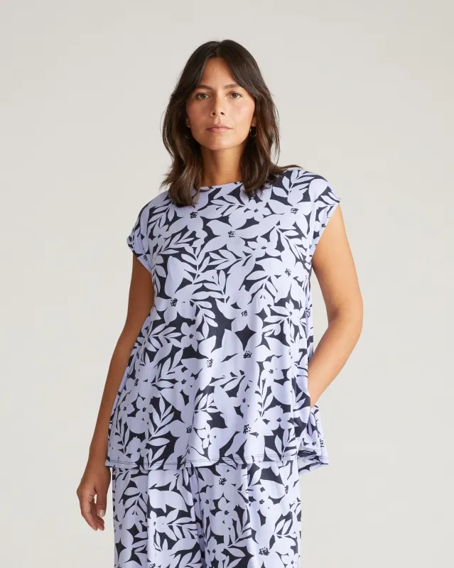 Heatwave Divine Jersey Flared Top - Petal Palette Print in Jacaranda sold by Universal Standard