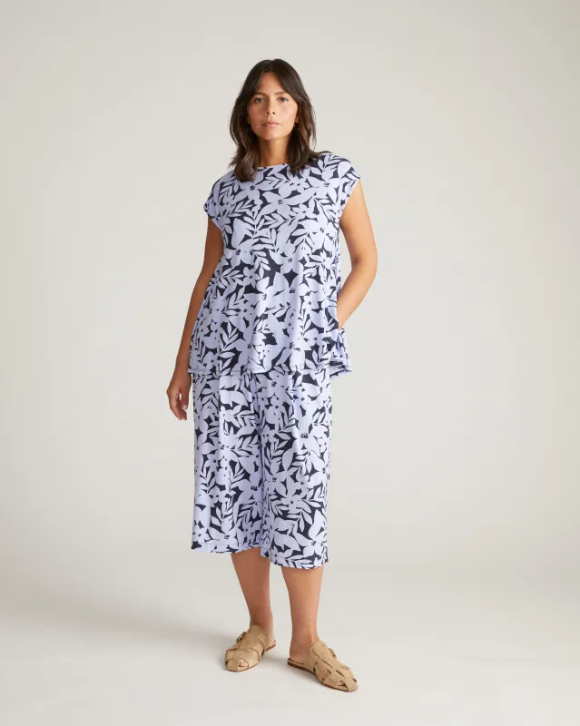 Casual Culottes - Petal Palette Print in Jacaranda sold by Universal Standard