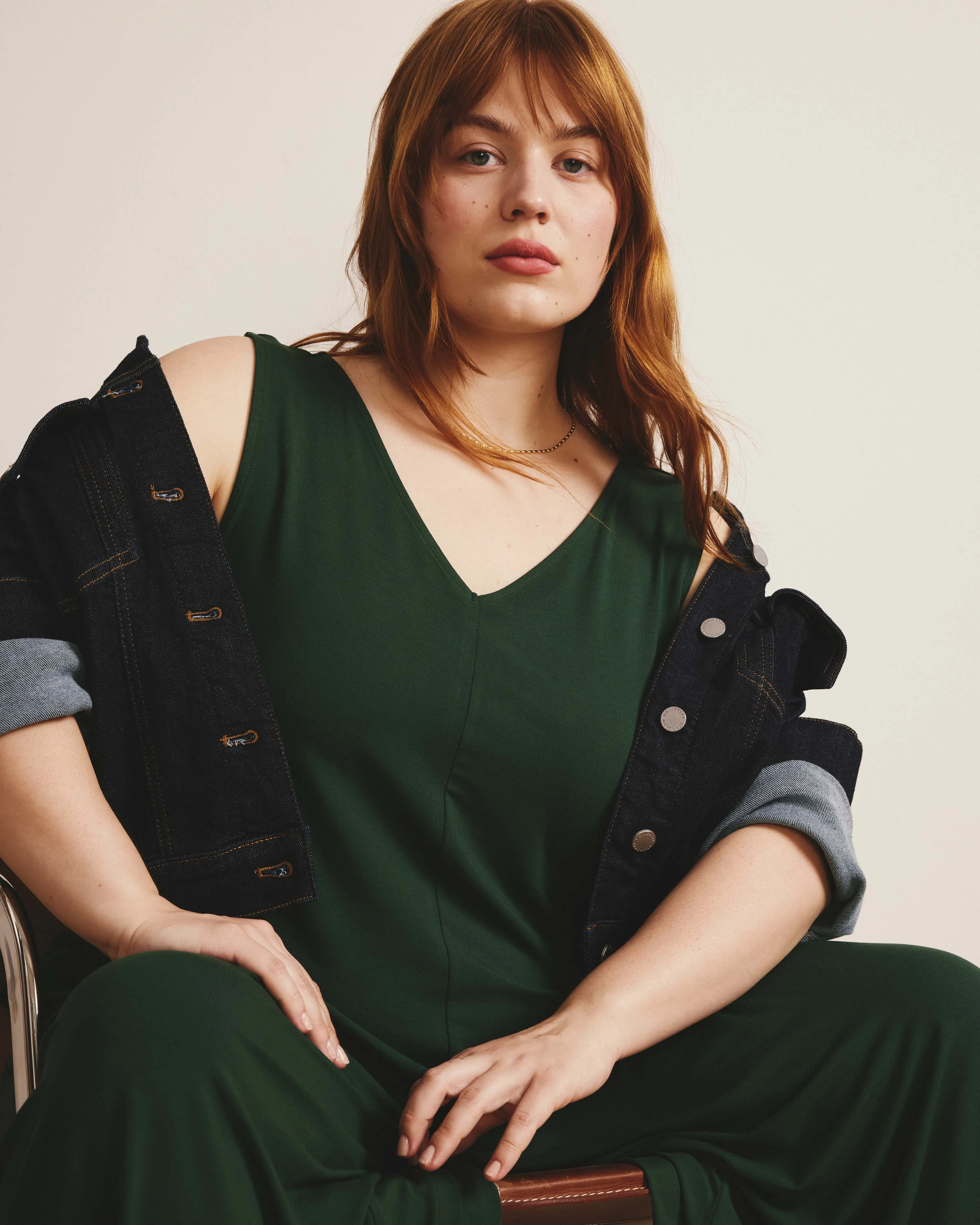 Sunny Divine Jersey Jumpsuit - Conifer sold by Universal Standard