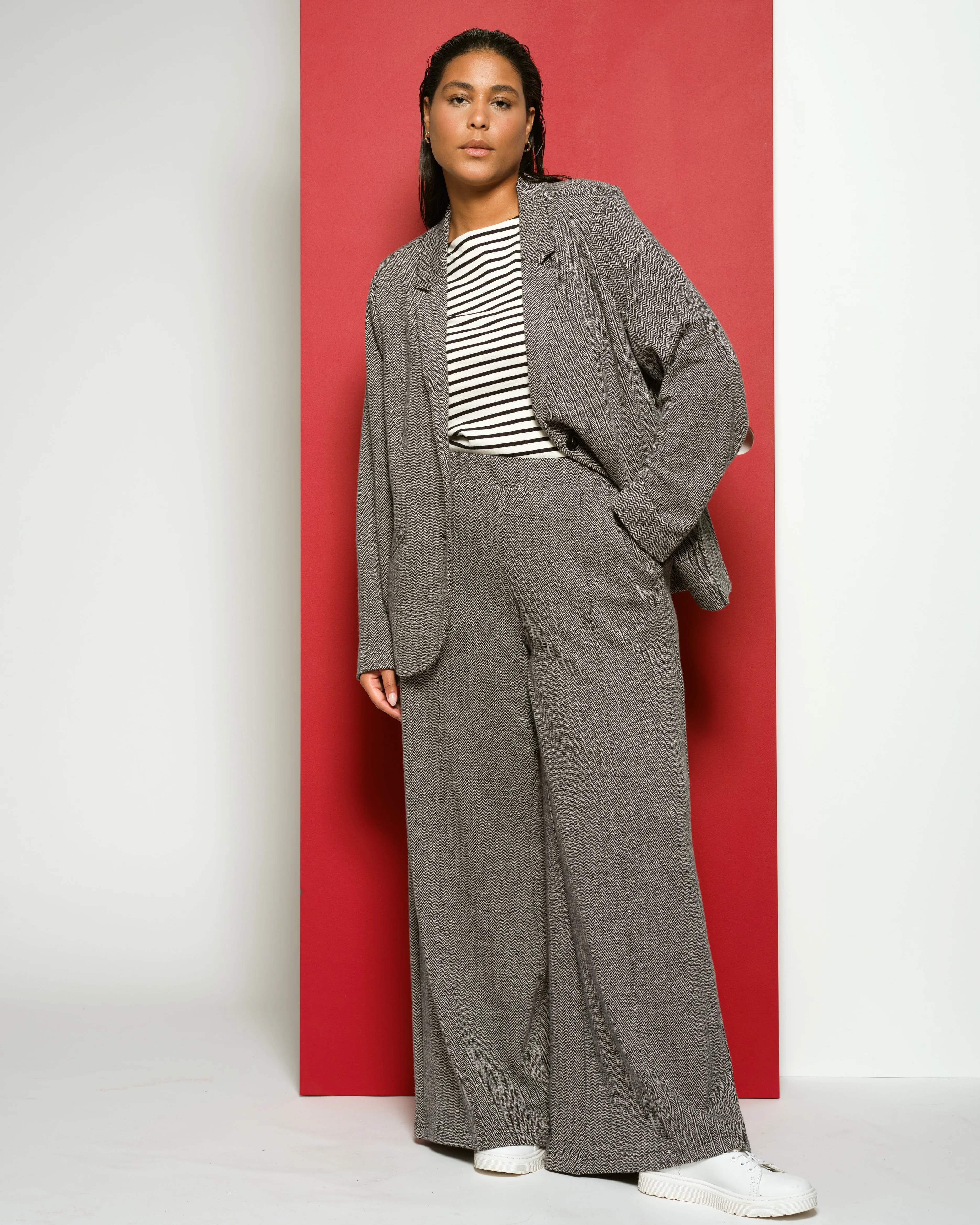 Pam Pintuck Wide Leg Ponte Pants - Herringbone Tweed sold by Universal Standard product image thumbnail 2