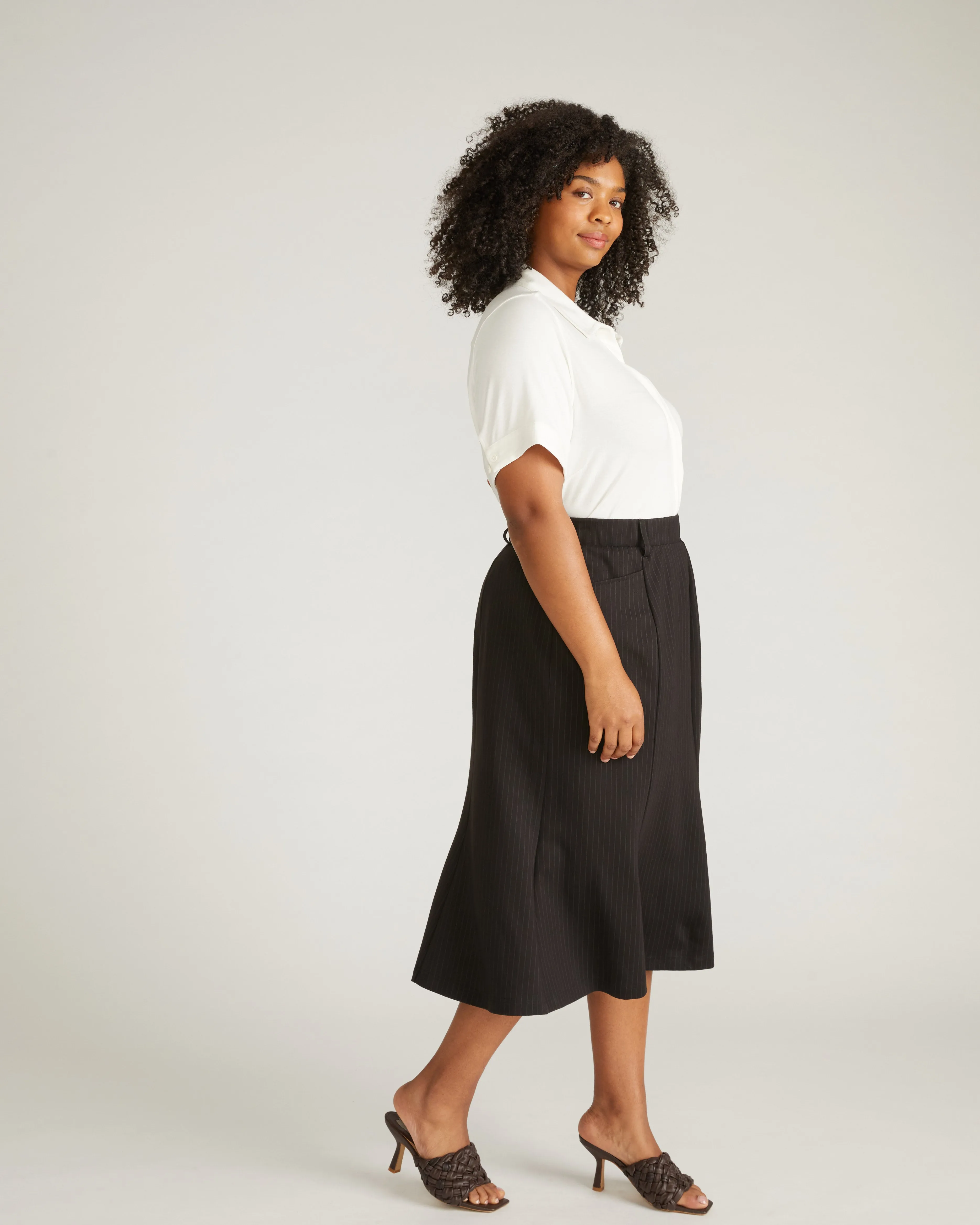 Carla Ponte Skirt - Slate Pinstripe sold by Universal Standard product image thumbnail 3