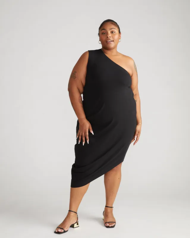 Iconic Geneva One Shoulder Dress - Black sold by Universal Standard