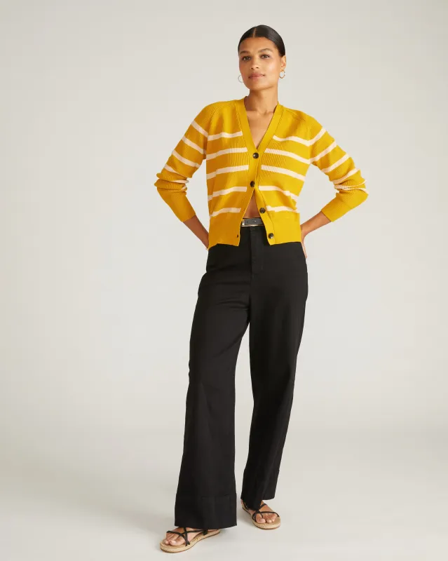 Better-Than-Wool Cardigan - Mustard/Pink Sand Stripe sold by Universal Standard