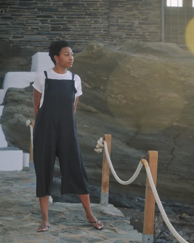 Kora Linen Overalls - Black sold by Universal Standard