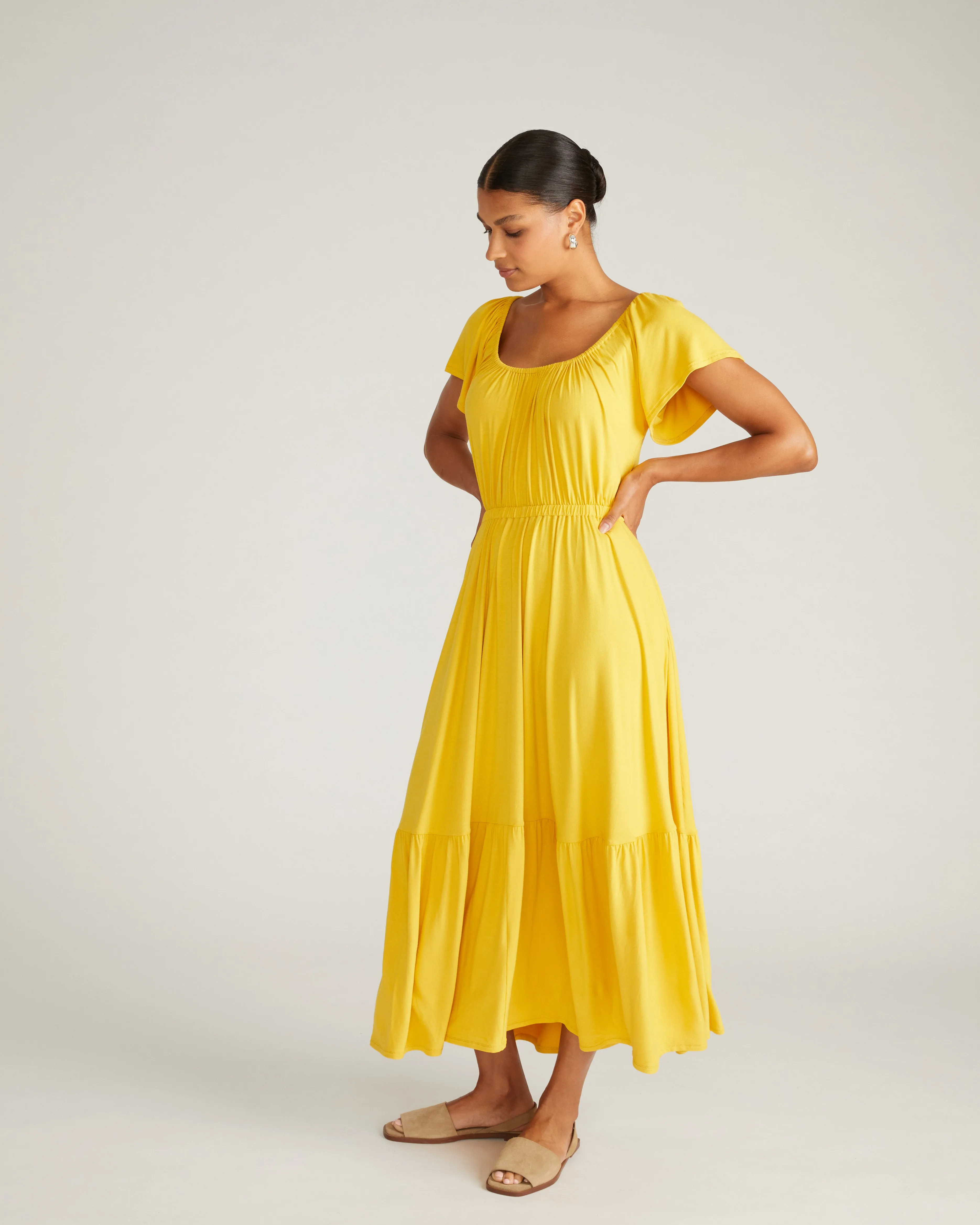 Kahlo Liquid Jersey Dress - Golden Hour sold by Universal Standard product image thumbnail 5