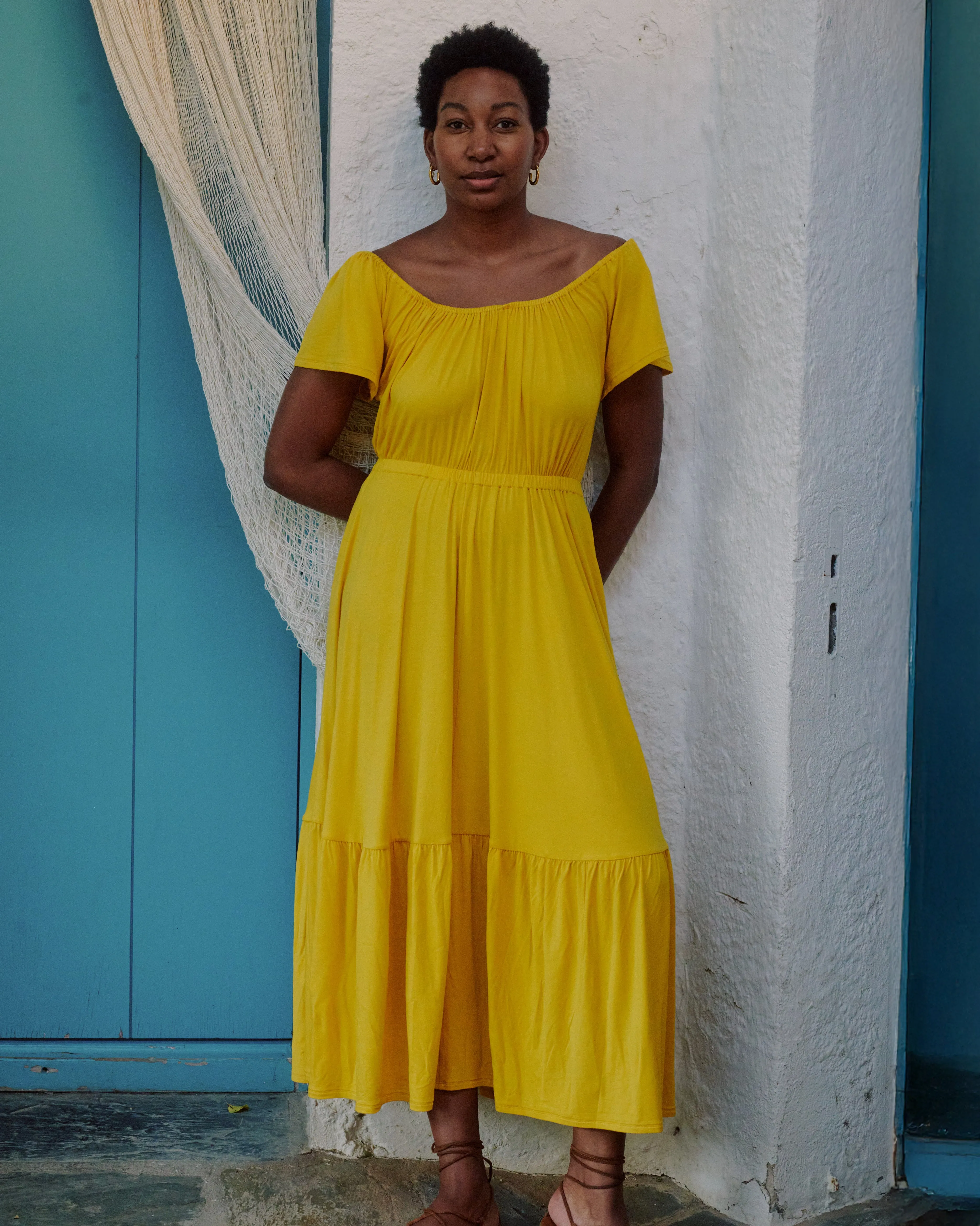 Kahlo Liquid Jersey Dress - Golden Hour sold by Universal Standard product image thumbnail 3