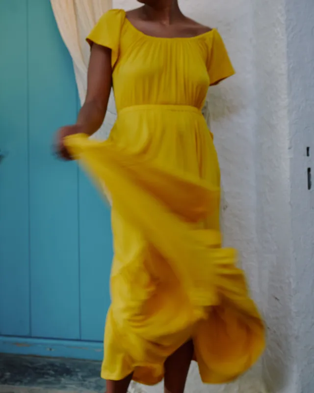 Kahlo Liquid Jersey Dress - Golden Hour sold by Universal Standard