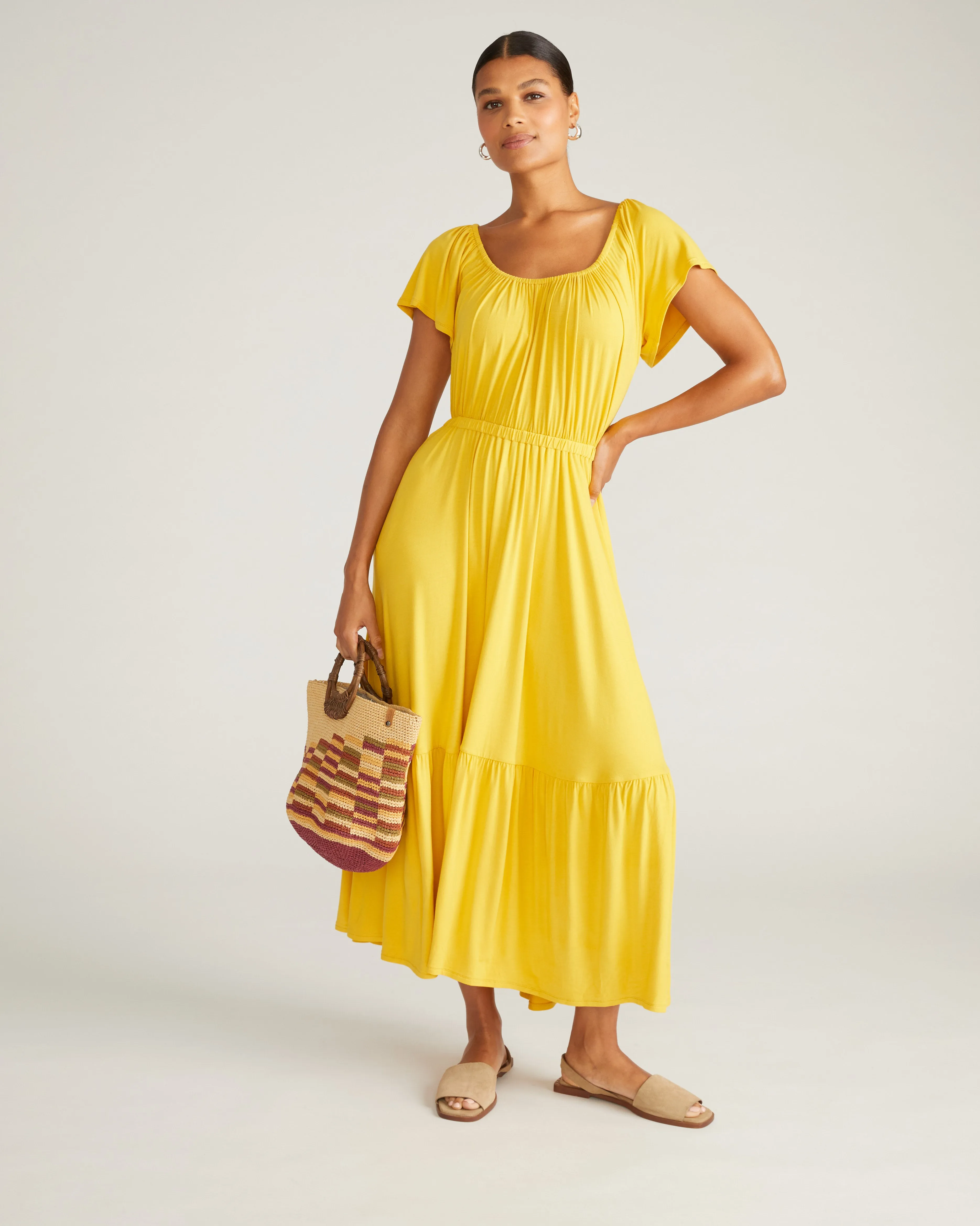 Kahlo Liquid Jersey Dress - Golden Hour sold by Universal Standard product image thumbnail 2